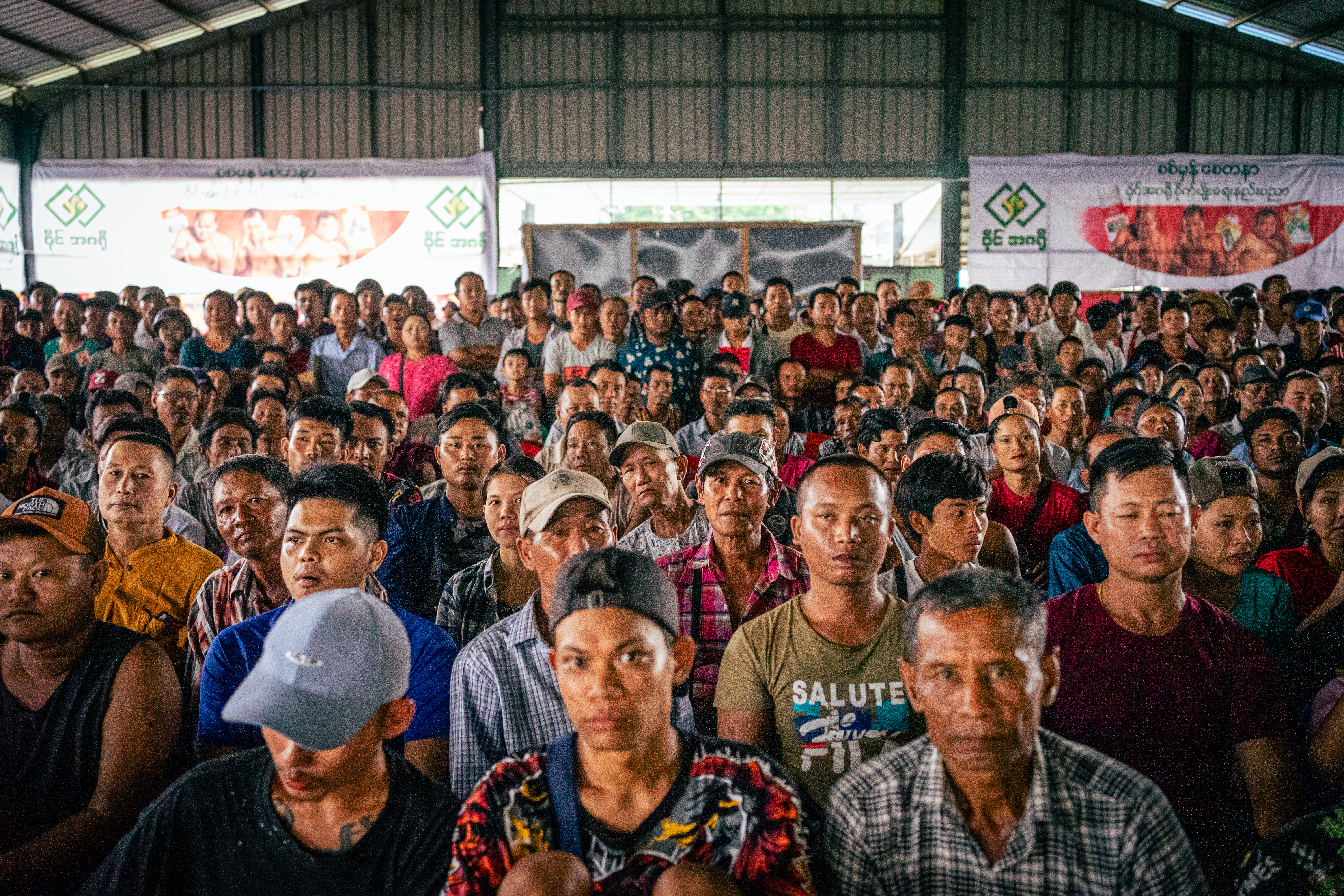 Hundreds of people turn up to watch the fights in Pantanaw, drawing in fans from the surrounding towns and villages in Ayeyarwaddy Region who pay 7,000 Myanmar kyat (around $2 at the market rate).