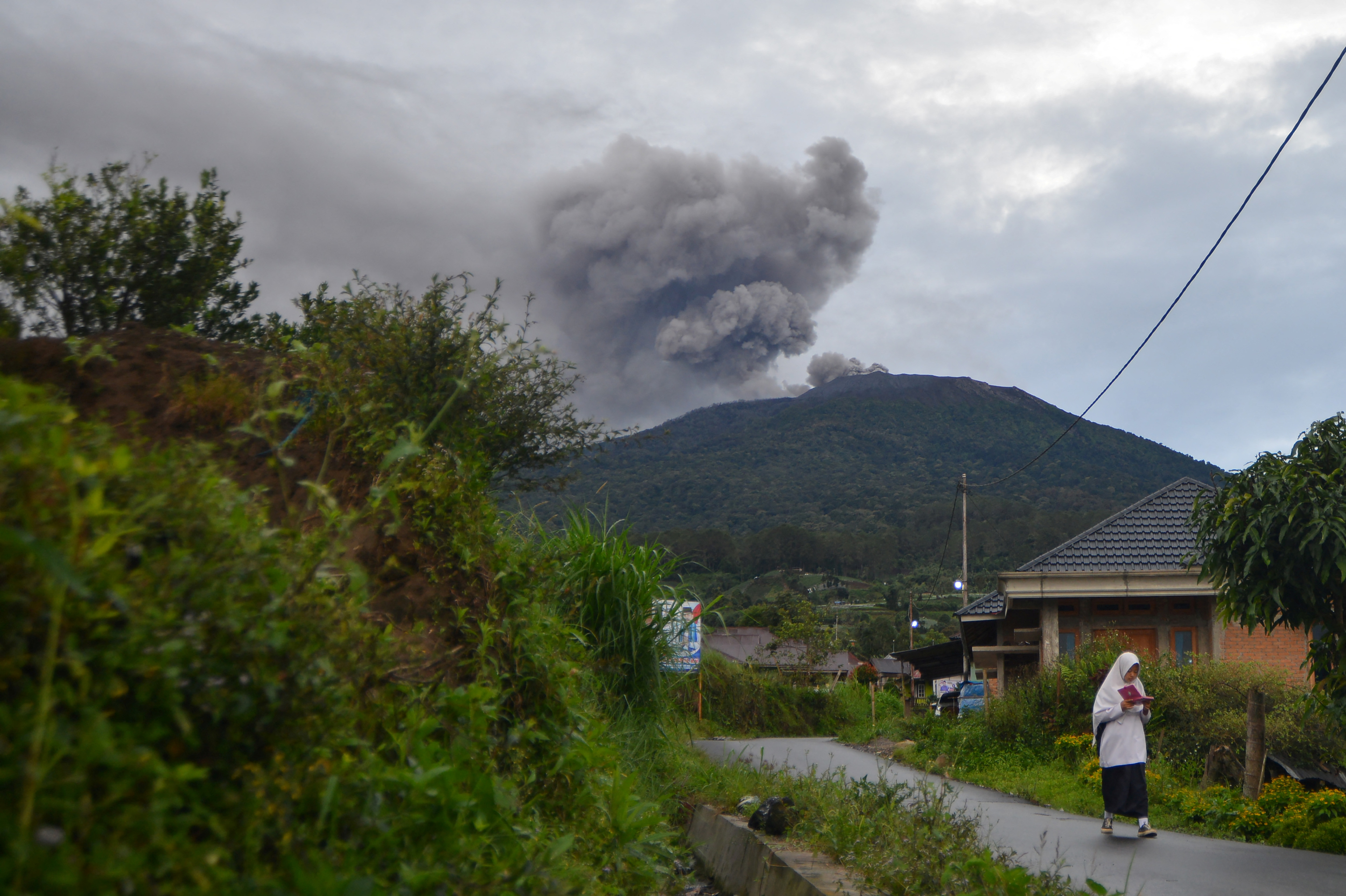 Mount Marapi volcano spews volcanic ash