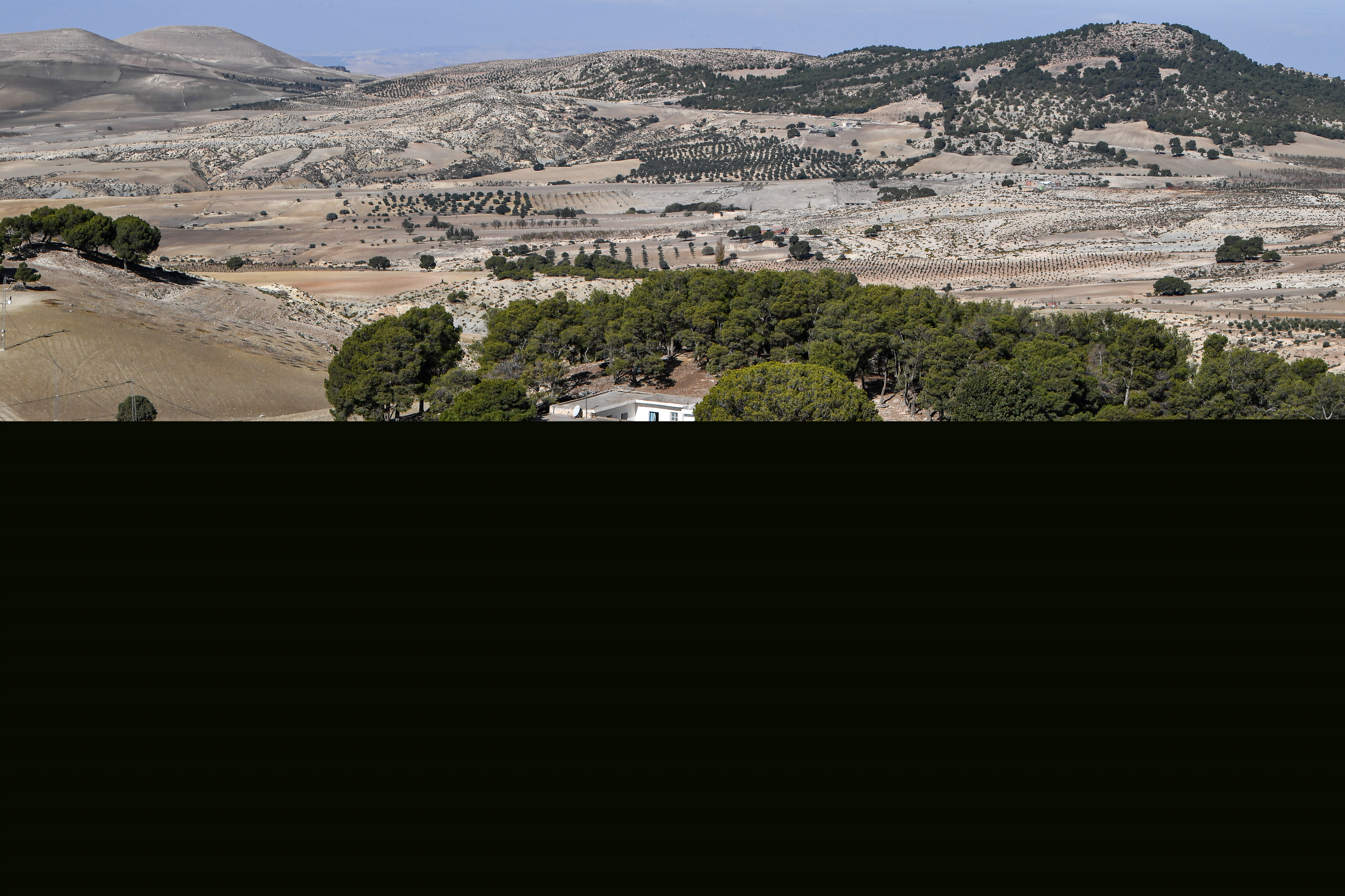 A picture taken on November 28, 2023 shows a general view of the remote Tunisian village of Ouled Omar, 180 kilometres southwest of the capital Tunis, with the north African country grappling with its worst water scarcity in years as it enters its fourth year of drought.