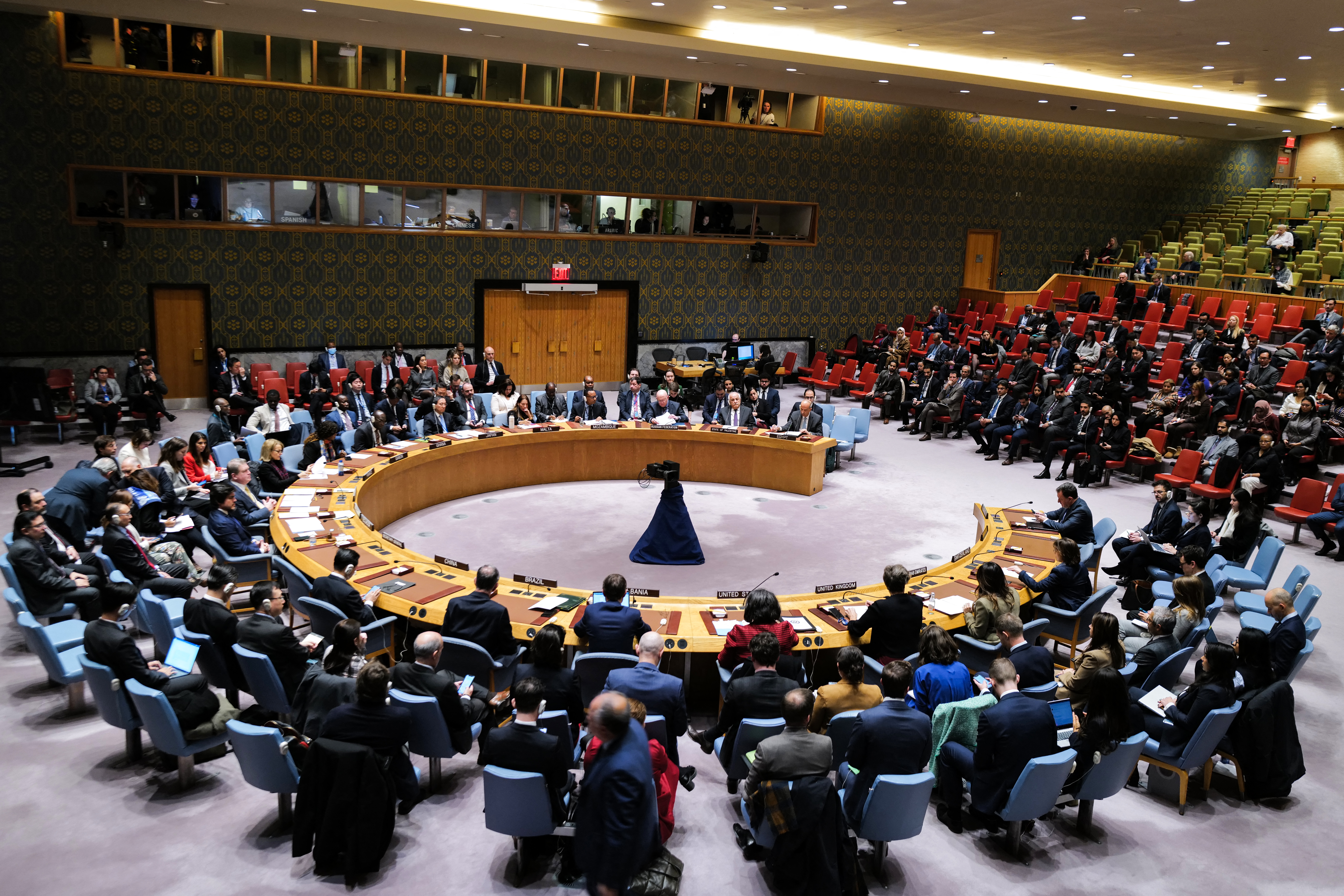 The UN Security Council meets about the situation in the Middle East, including the Palestinian question, at UN headquarters in New York on December 22, 2023. - The Security Council was poised on Friday to vote on a much-delayed and watered-down resolution to boost aid to Gaza after Washington signaled it was ready to back the measure.