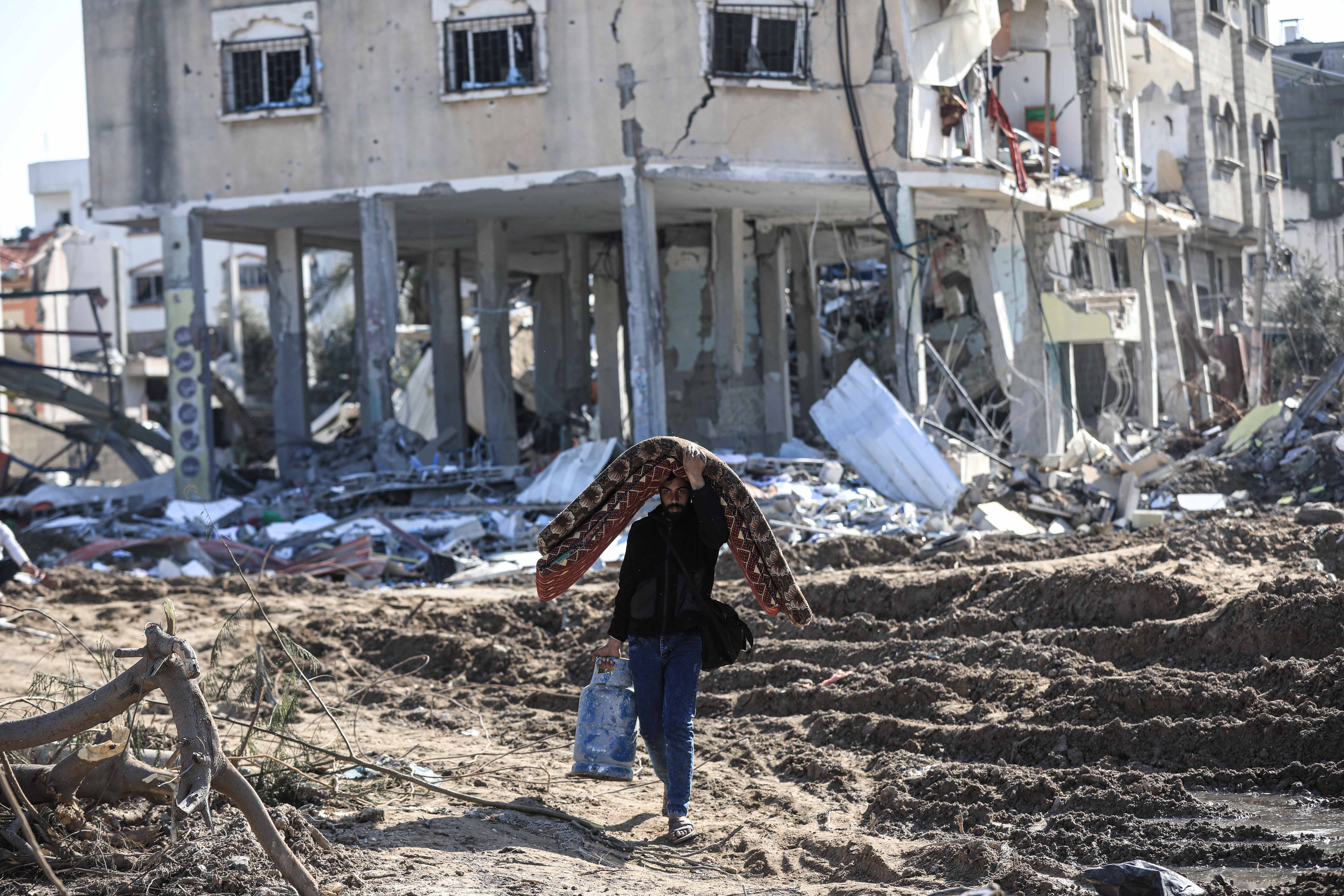 Al-Maghazi refugee camp after Israeli forces withdrew from the area in Deir Al Balah, Gaza