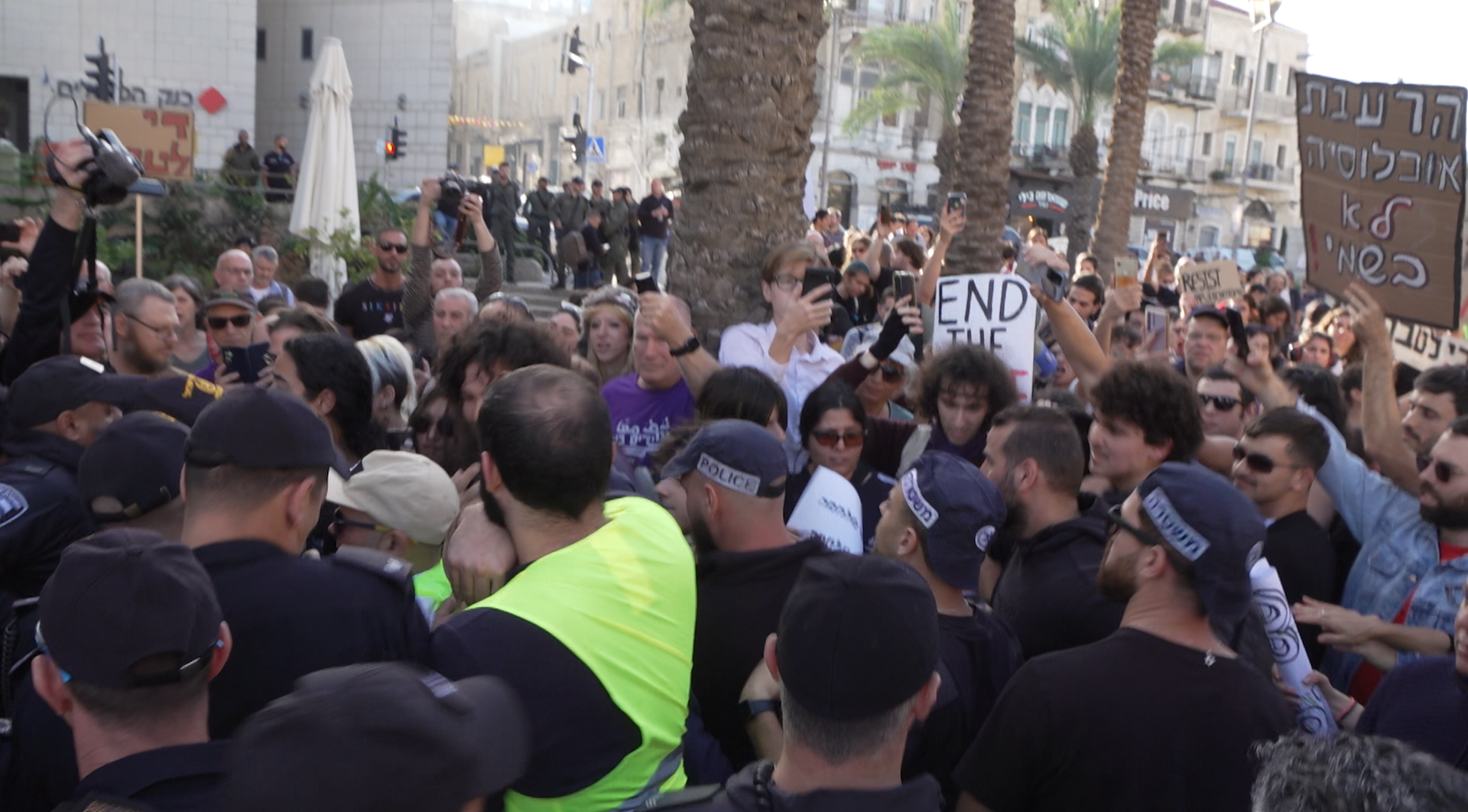 Protesters gather at the first anti-war protest in Israel since October 7 [Alasdair Brenard/Al Jazeera]