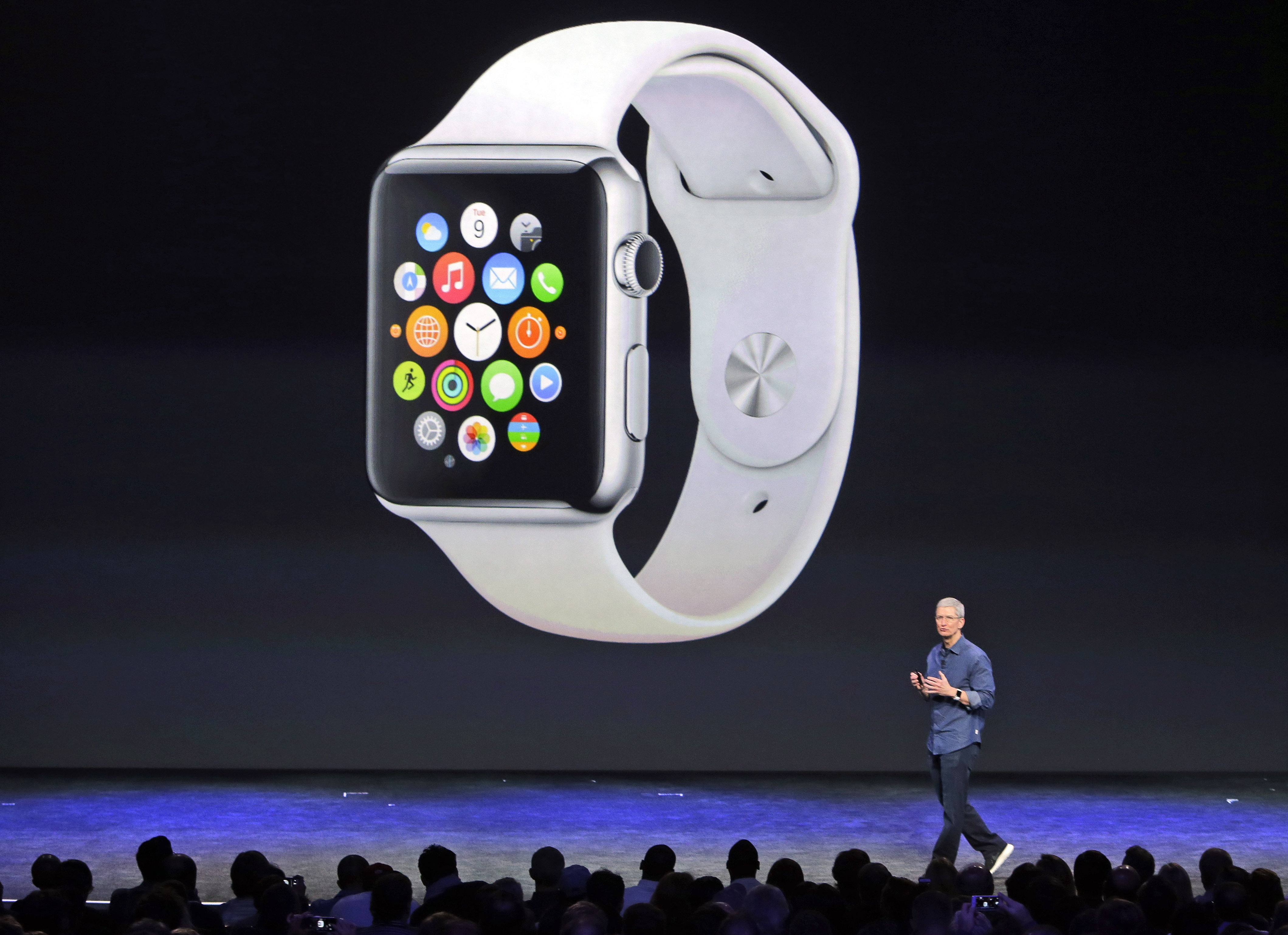Apple CEO Tim Cook introduces the new Apple Watch on Tuesday, Sept. 9, 2014, in Cupertino, Calif.