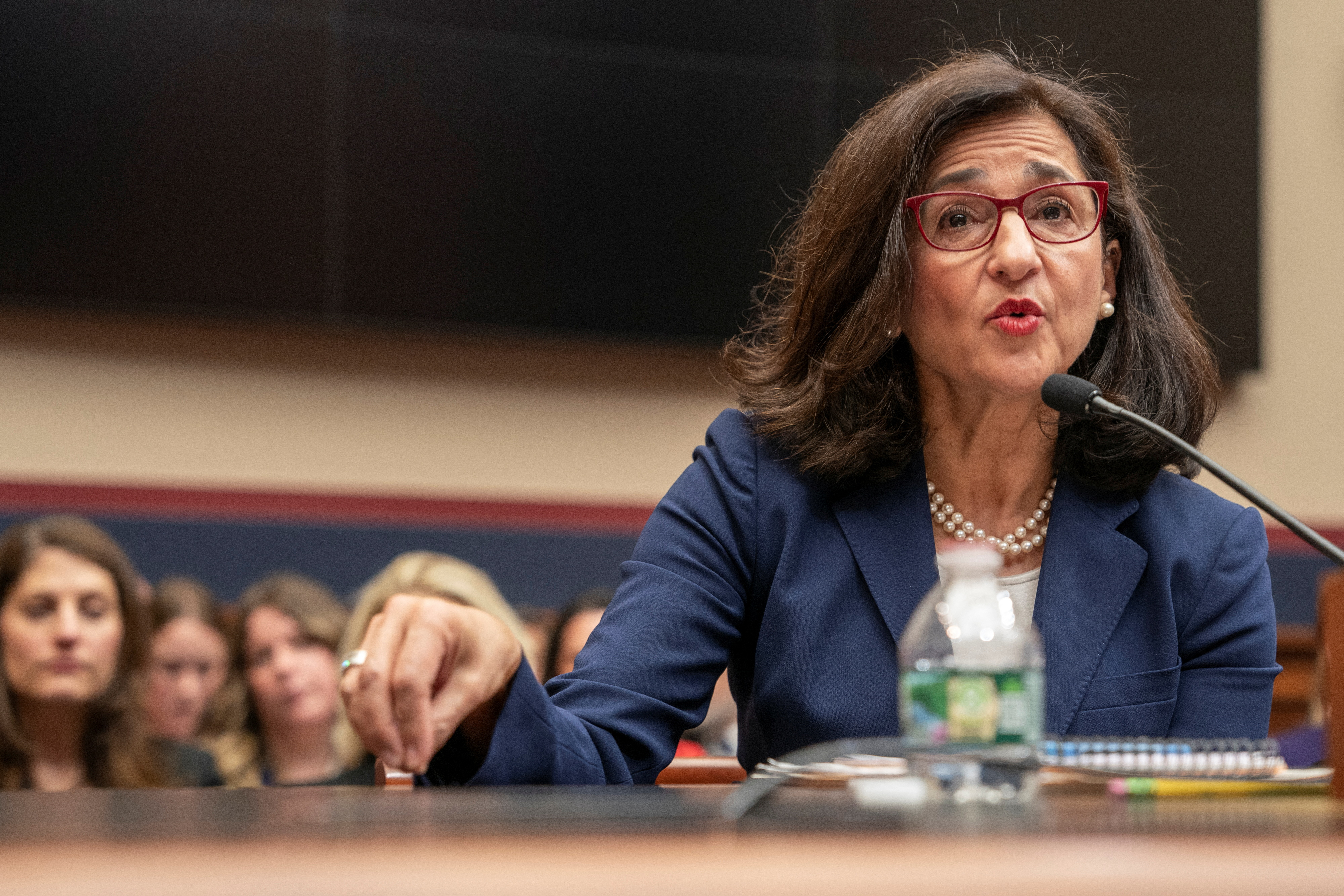 Nemat Shafik speaks at a congressional hearing.