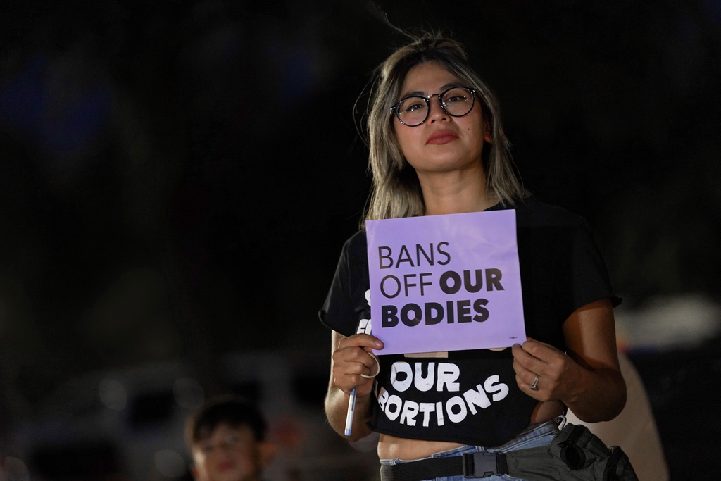 Celina Washburn at a protest outside the Arizona Capitol in Phoenix