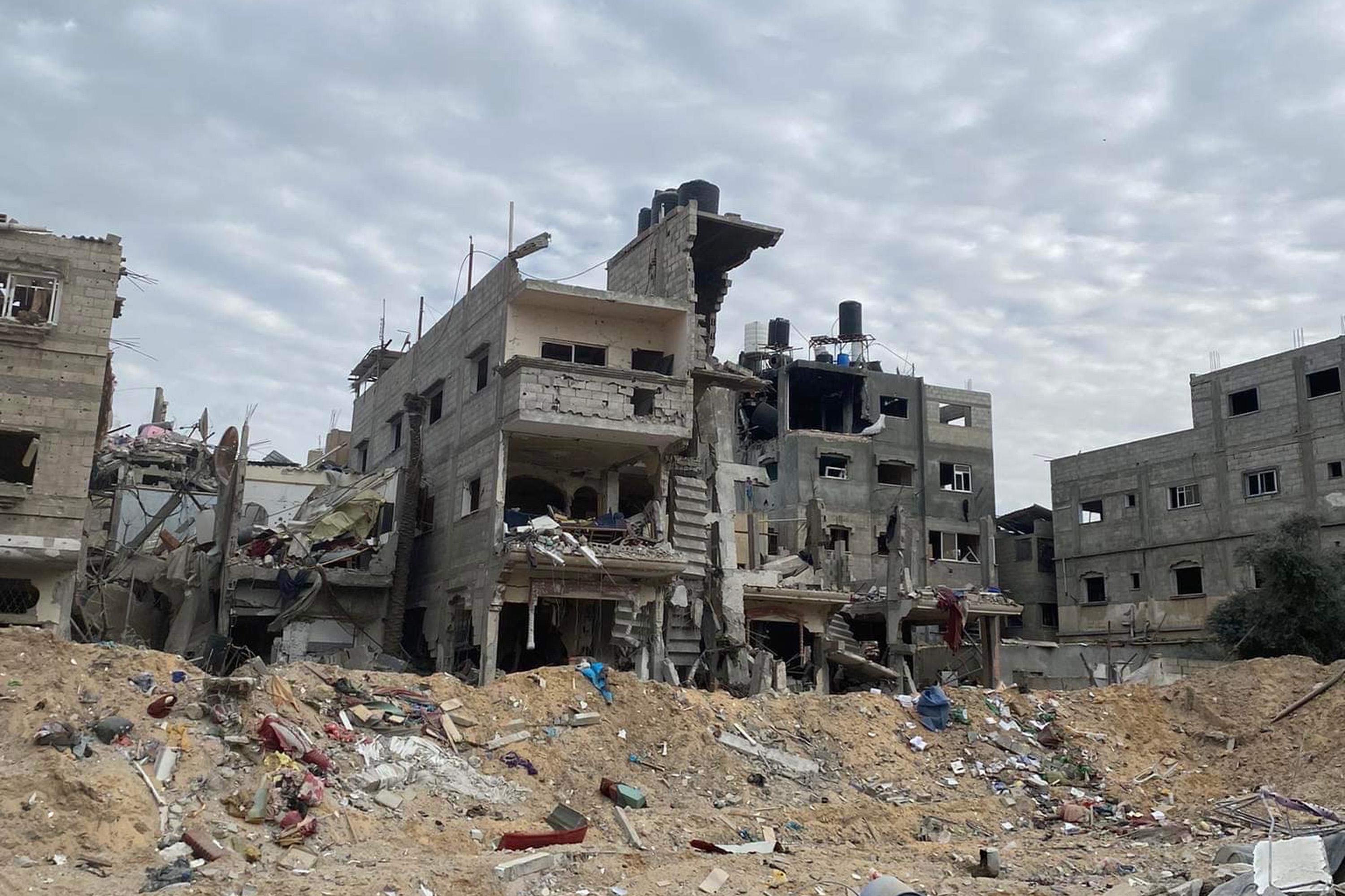 A photo of Nima's destroyed home she saw before she suffered a stroke in Khan Younis [Courtesy of Ghada Ageel]