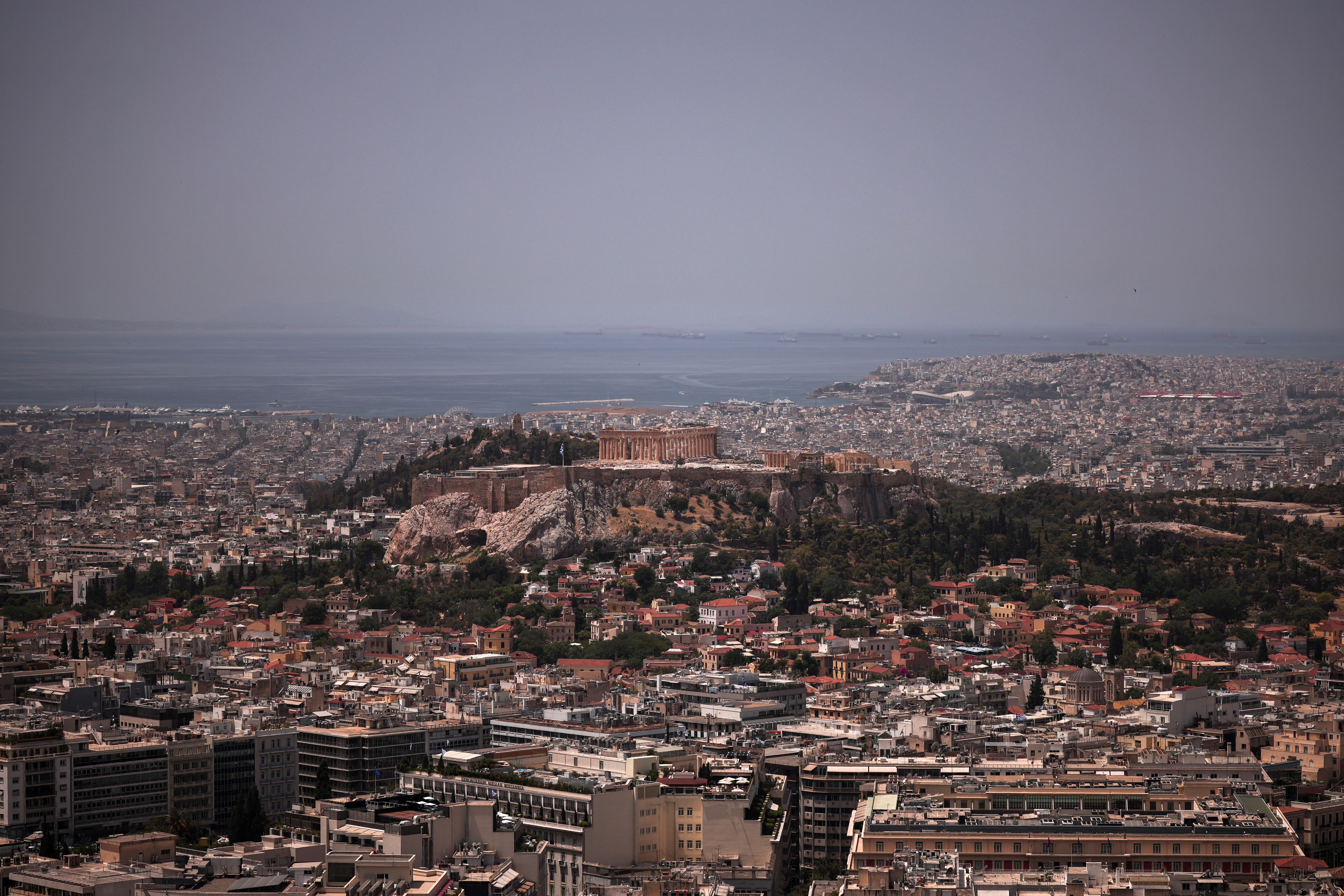 A view of the Parthenon temple as the Acropolis hill archaeological site is closed to visitors due to a heatwave hitting Athens