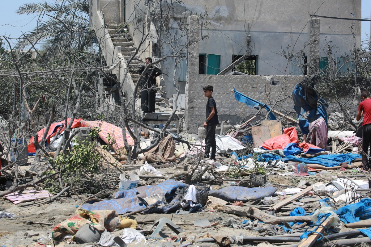 The aftermath of Israeli bombardment of al-Mawasi camp in Gaza