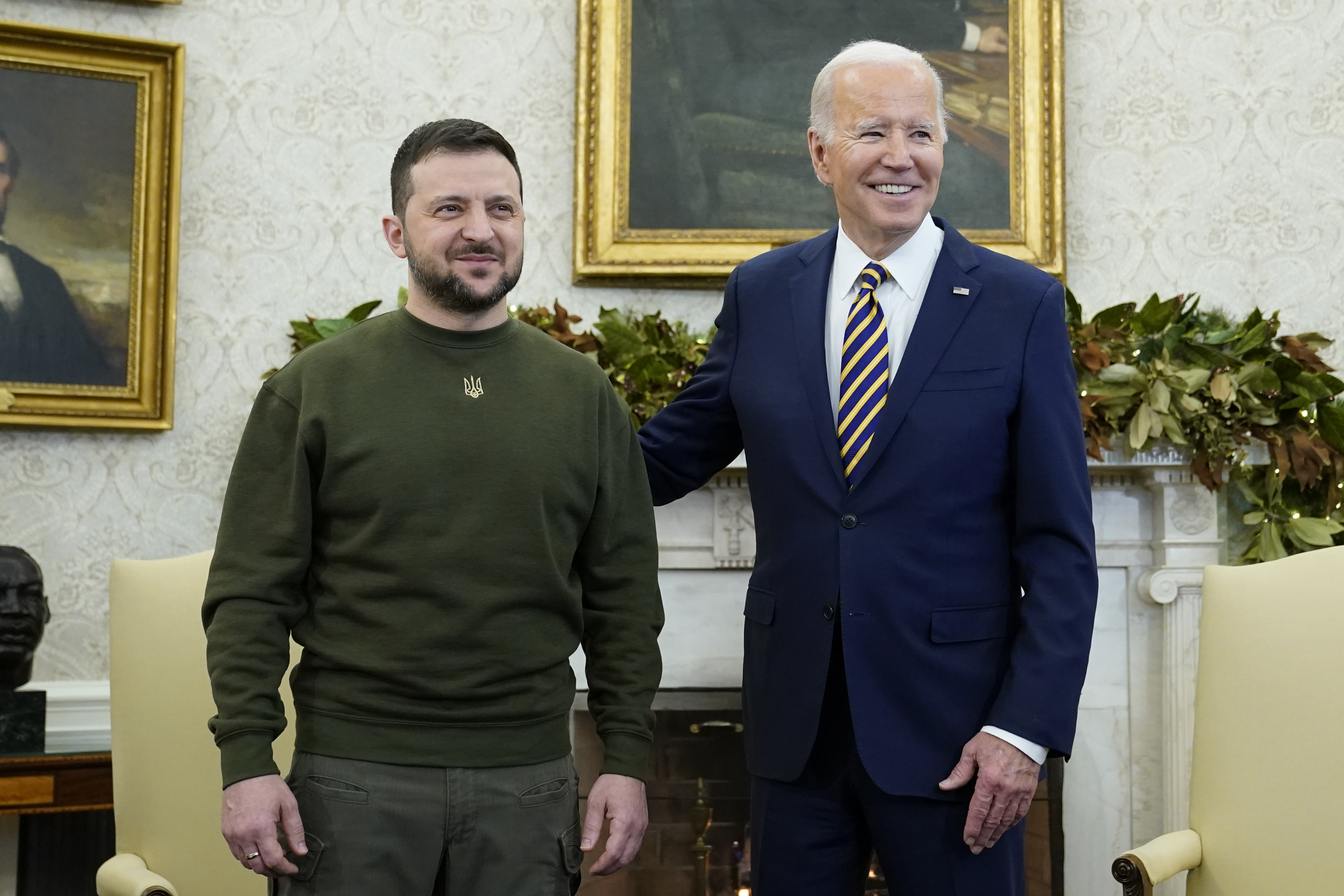 President Joe Biden meets with Ukrainian President Volodymyr Zelenskyy in the Oval Office of the White House, Wednesday, Dec. 21, 2022, in Washington. (AP Photo/Patrick Semansky)