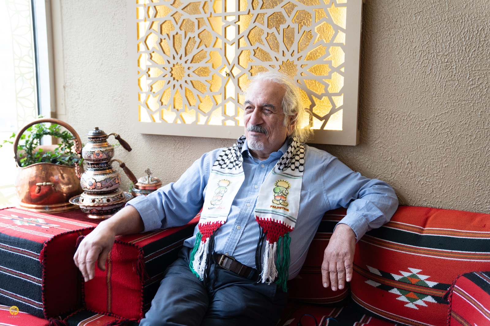 George Totari, writer of Leve Palestina, at his apartment in Gothenburg, Sweden [Shafi Musaddique/Al Jazeera]