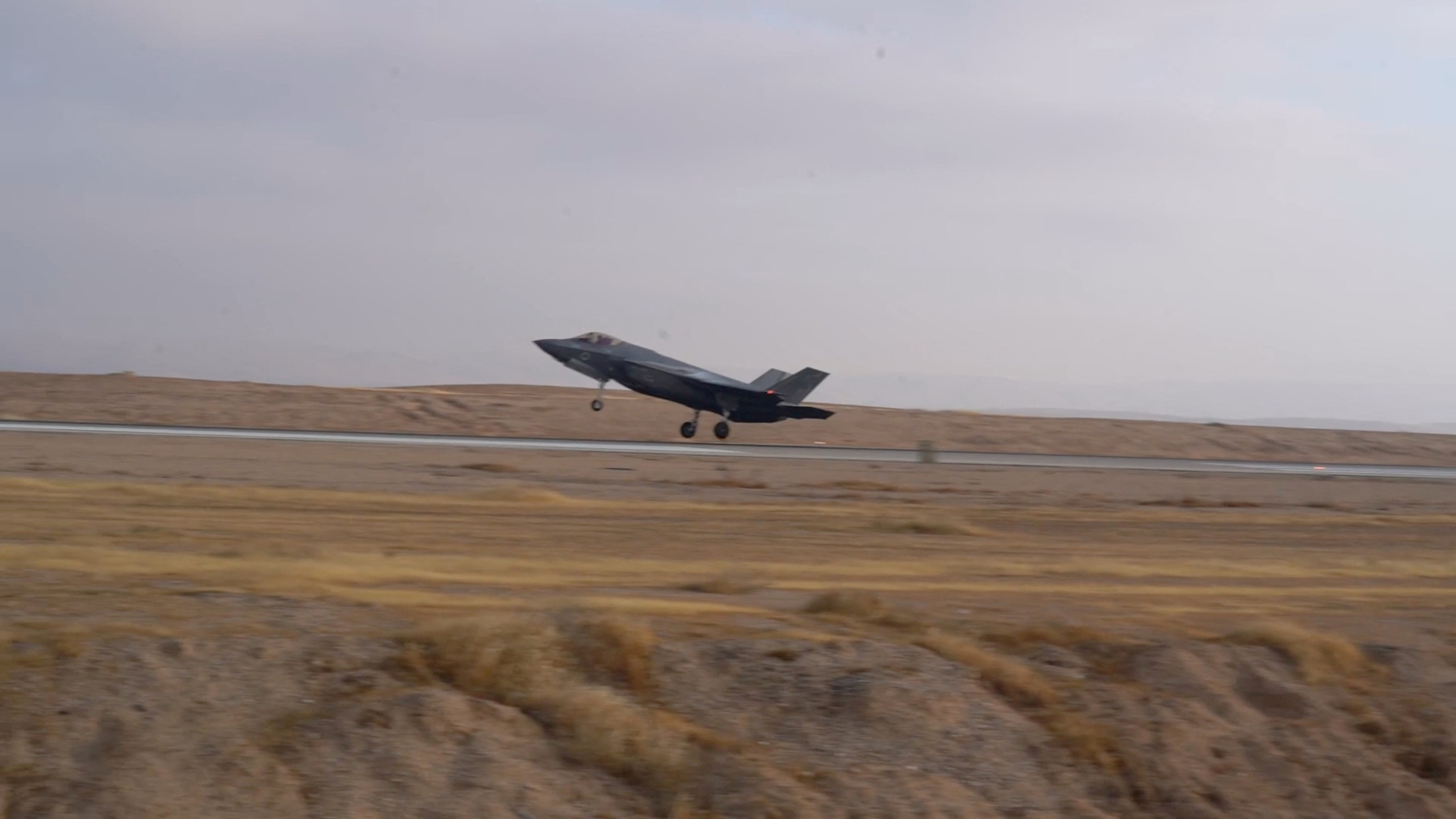 Israeli Air Force F-35 Lightning 'Adir' fighter jet lands at a location given as Nevatim Airbase after an aerial defense mission, in Israel, in this screen grab taken from a handout video released on April 14, 2024. Israel Defense Forces/Handout via REUTERS THIS IMAGE HAS BEEN SUPPLIED BY A THIRD PARTY