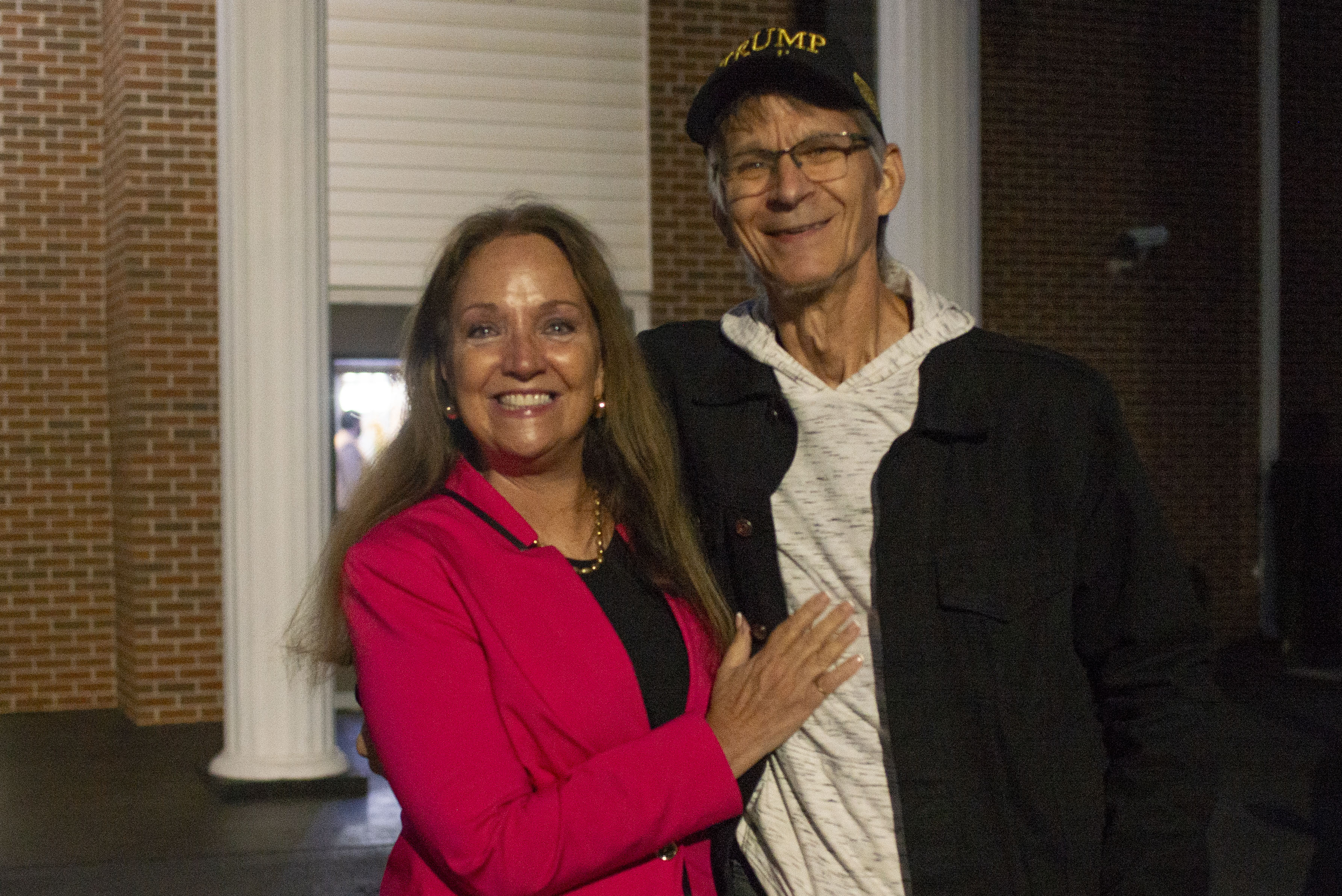 Cindye and Stan Coates are seen outside of 'Believers for Trump' event