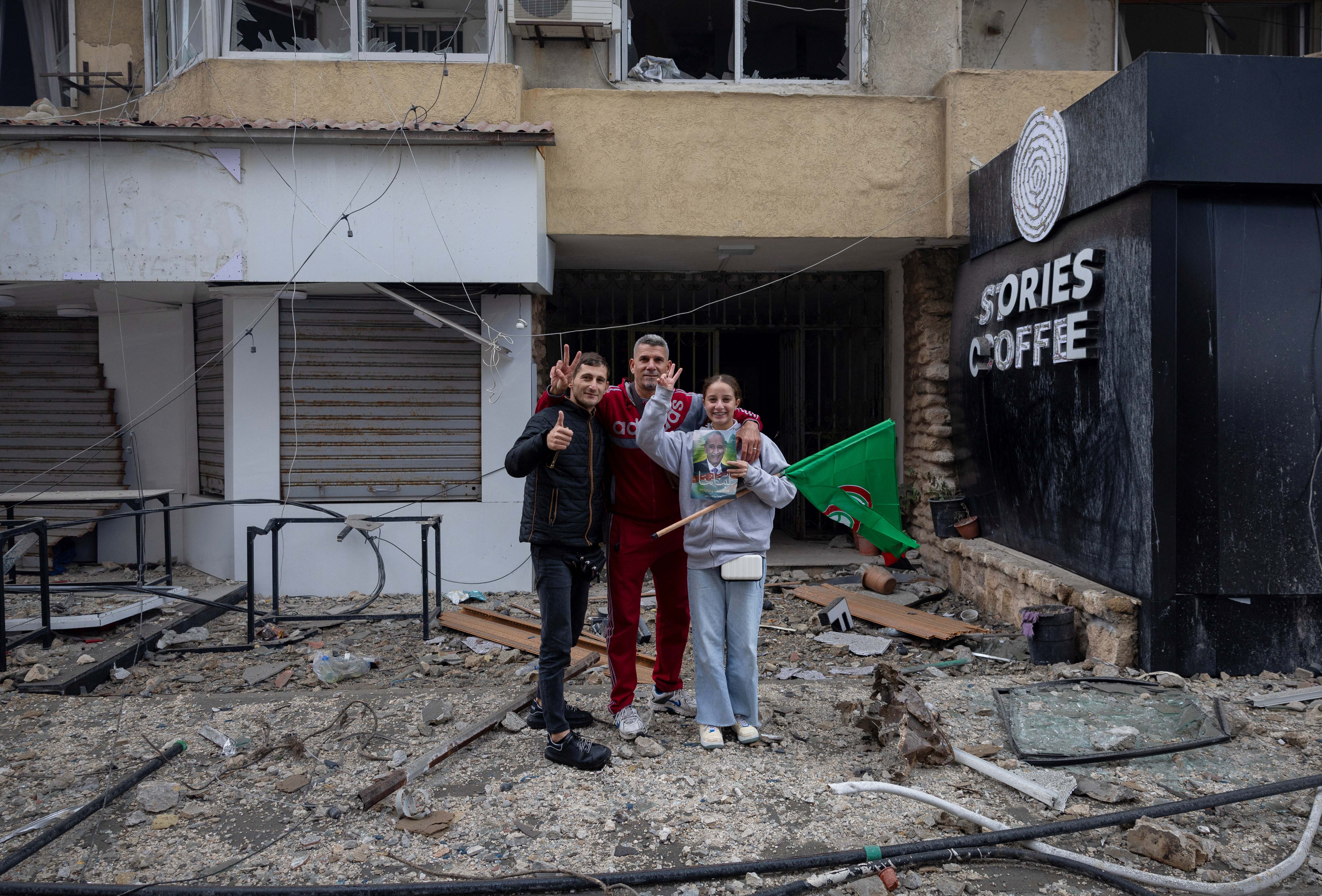 Lebanese people in Tyre celebrate ceasefire