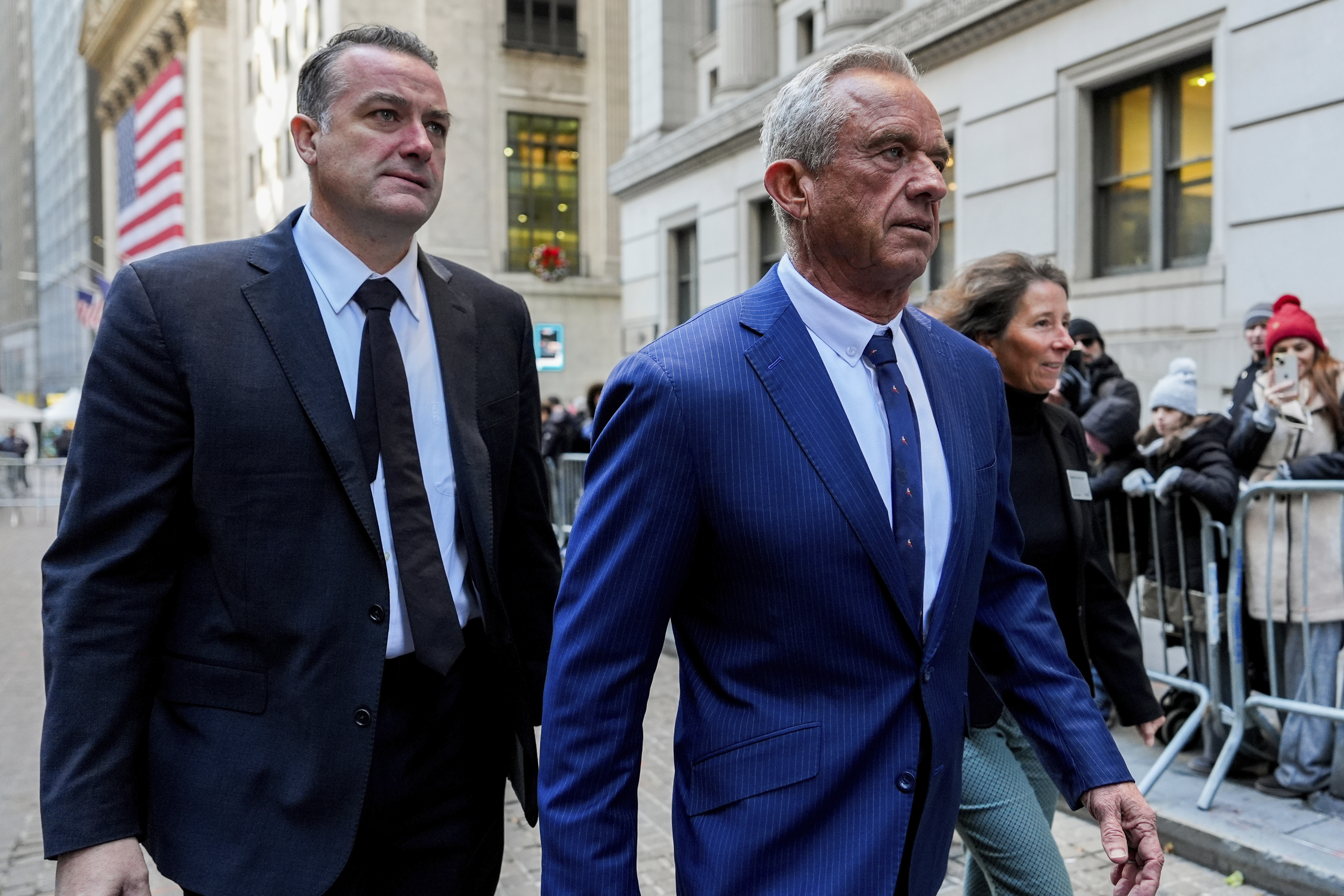 Robert F Kennedy walks out of the New York Stock Exchange