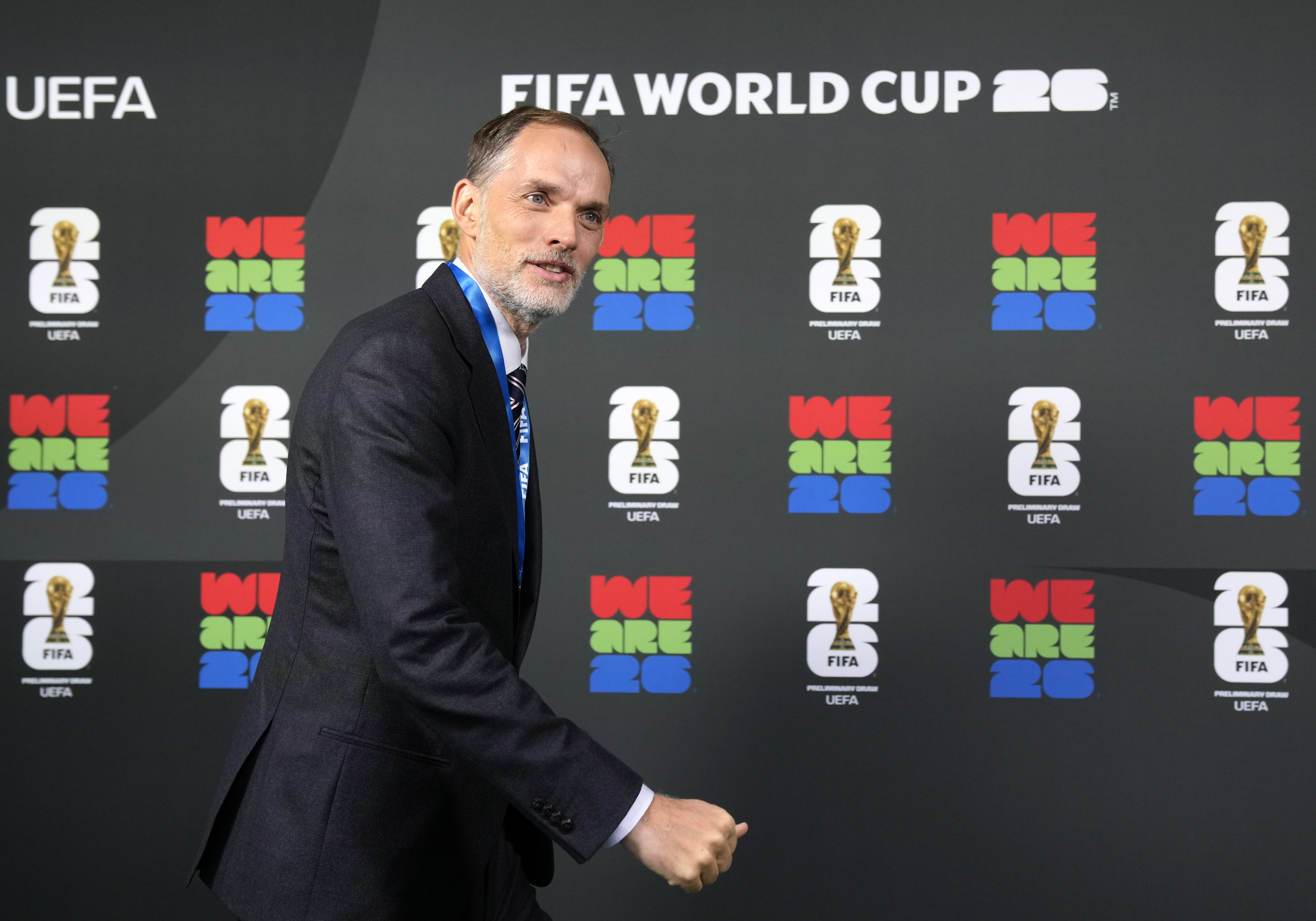 England head coach Thomas Tuchel arrives at the UEFA Preliminary Draw for the 2026 FIFA World Cup at FIFA headquarters in Zurich, Switzerland, Friday, December 13, 2024. (AP Photo/Martin Meissner)(AP Photo/Martin Meissner)