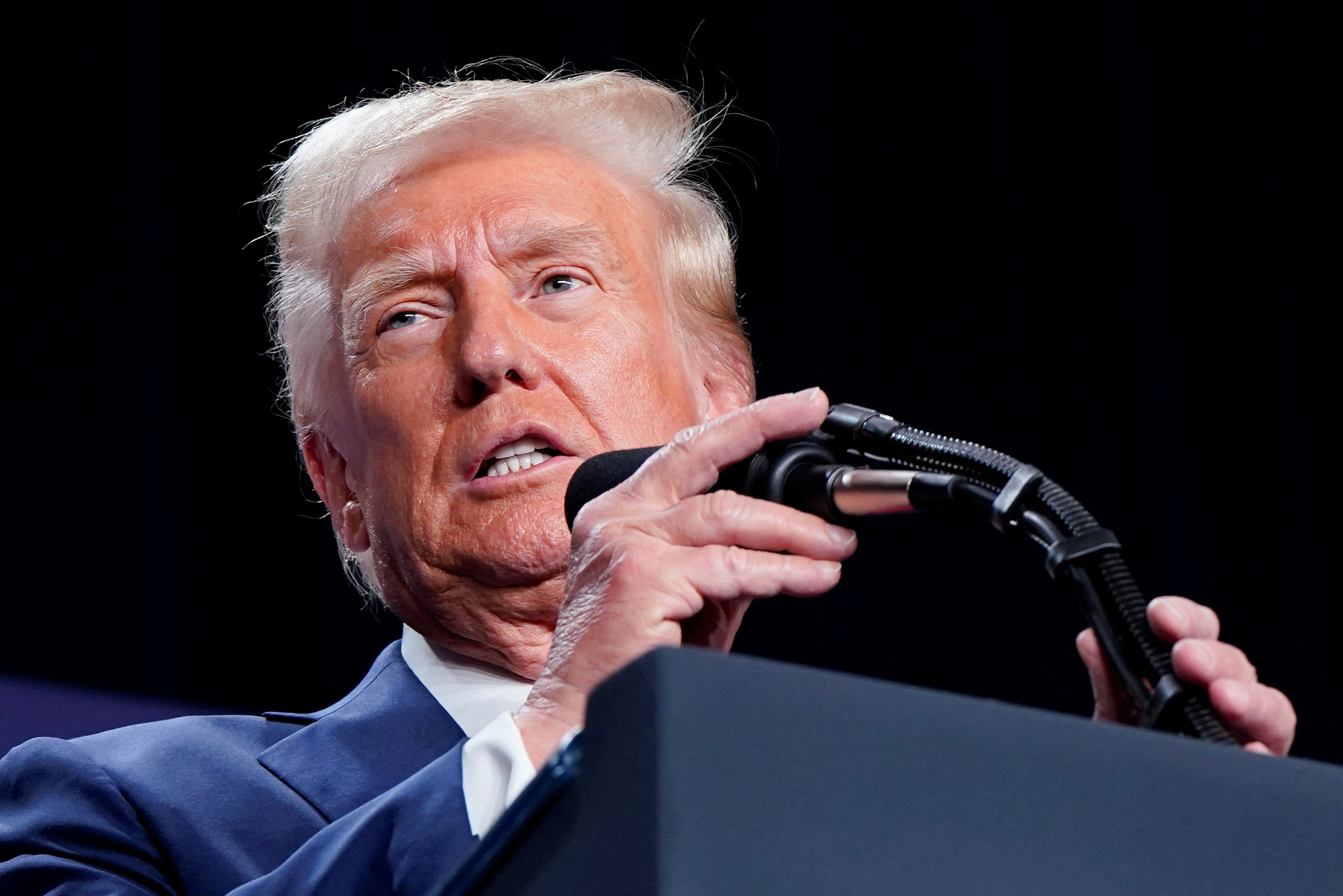 President Donald Trump speaks at the 2025 House Republican Members Conference Dinner at Doral, Florida, on January 27