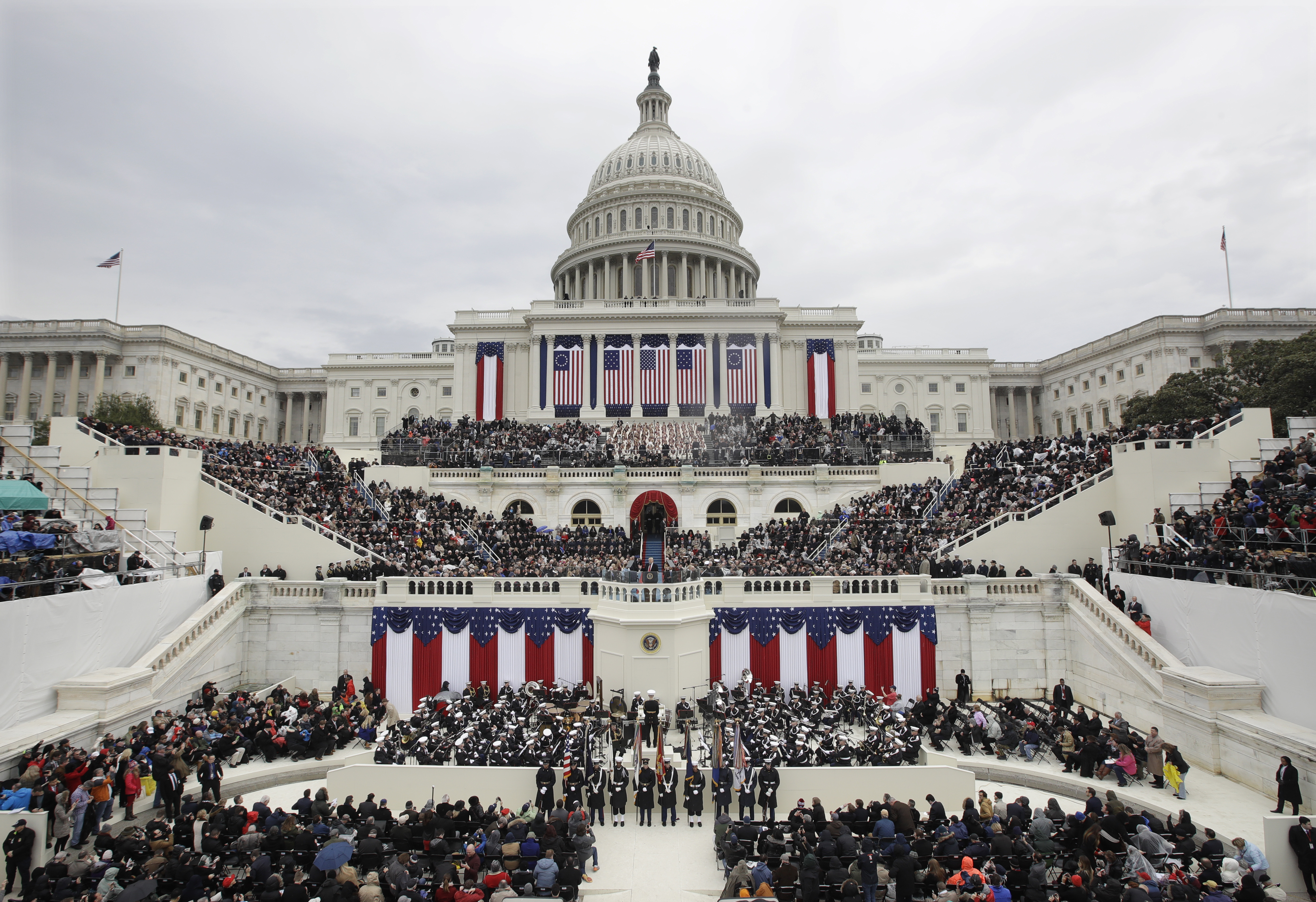 A view of the Capitol steps during Trump's 2017 inauguration