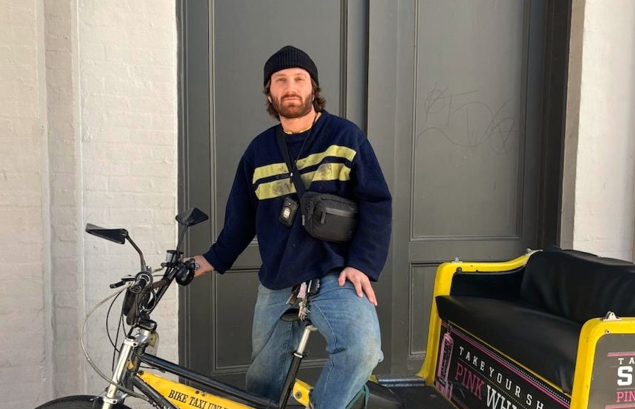 Jacob Finkelman with his pedicab