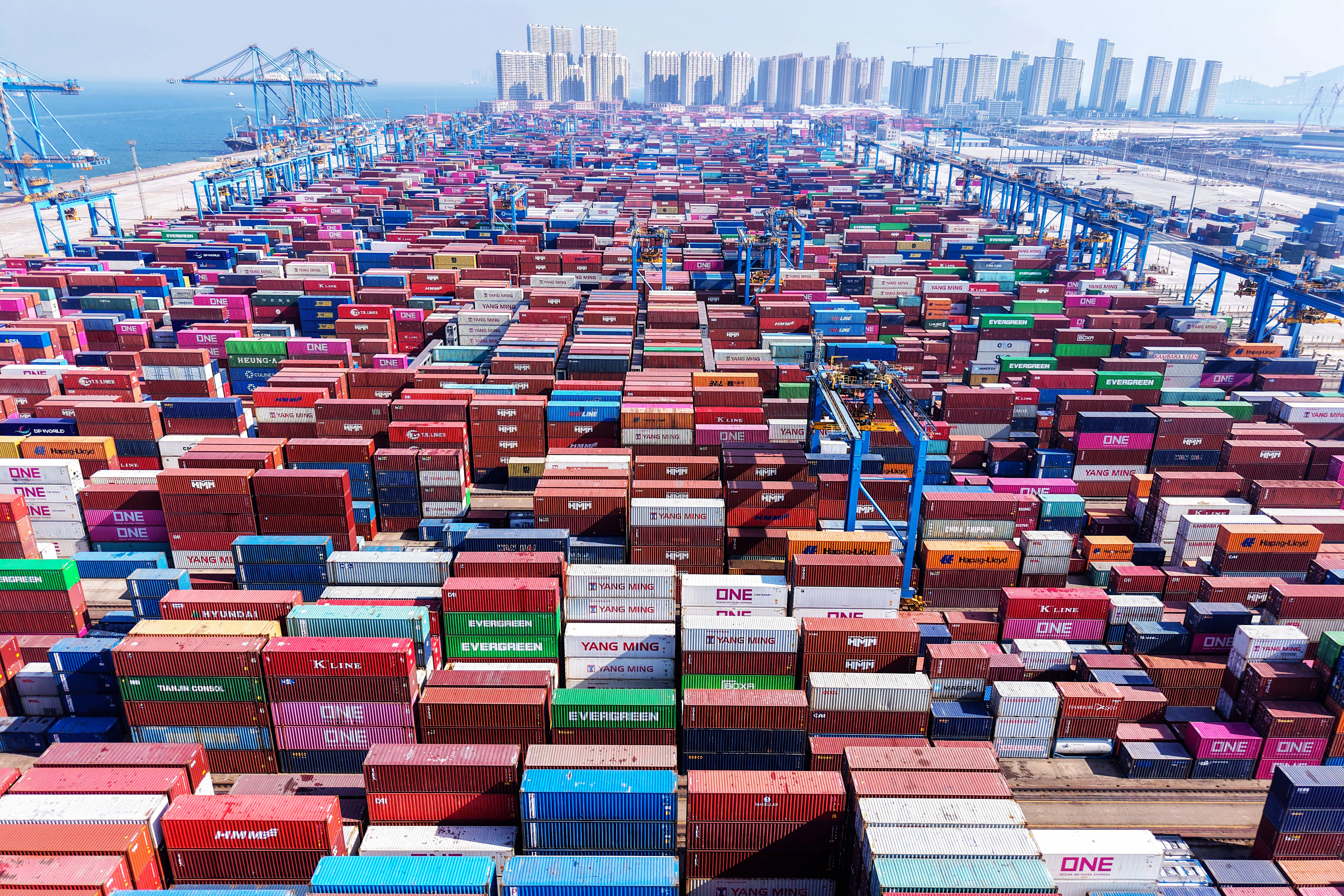 Containers at Qingdao port, in China.