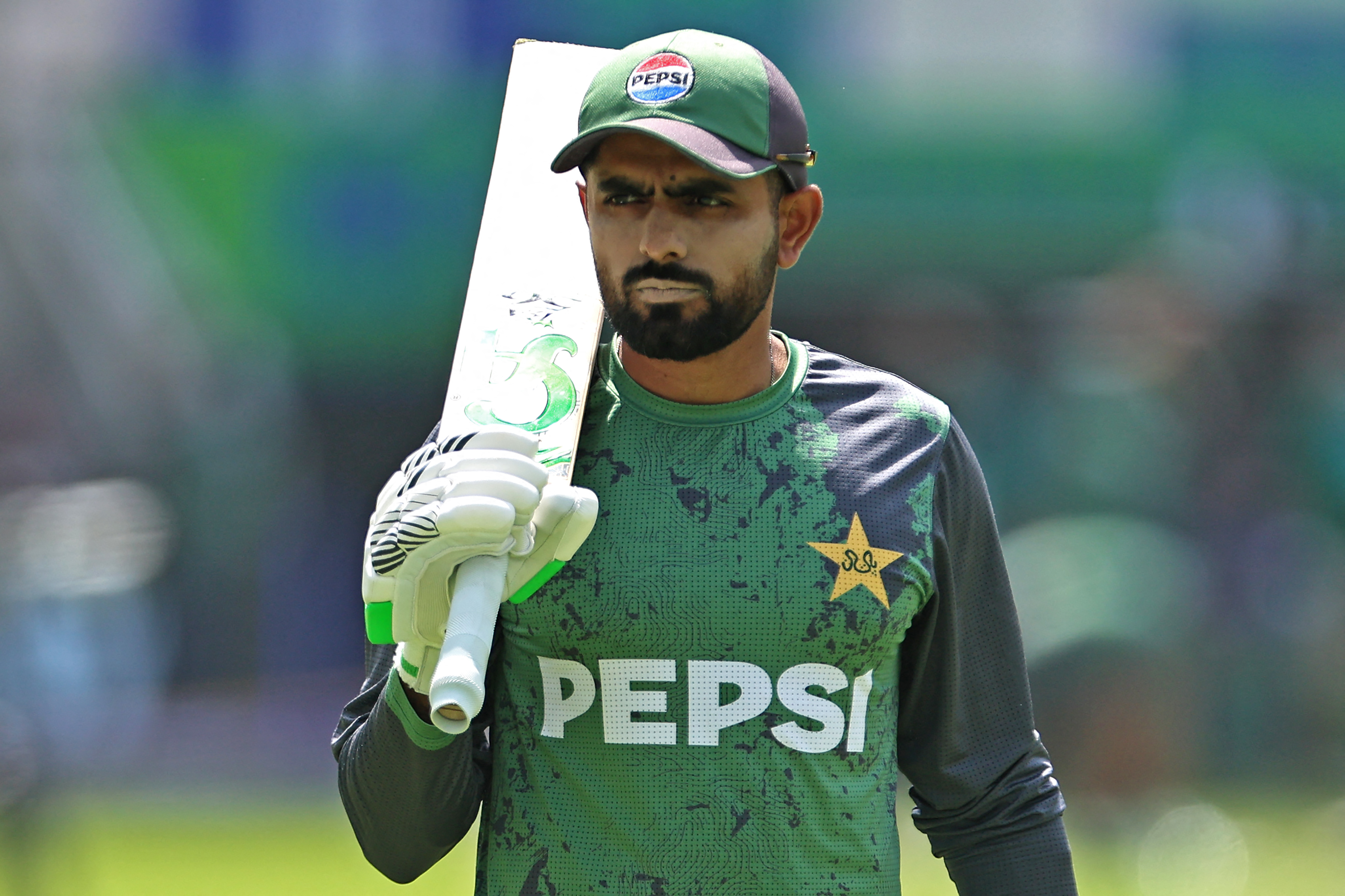 Pakistan's Babar Azam attends a warm-up session before the start of the ICC Champions Trophy one-day international (ODI) cricket match between Pakistan and India at the Dubai International Stadium in Dubai on February 23, 2025. (Photo by FADEL SENNA / AFP)