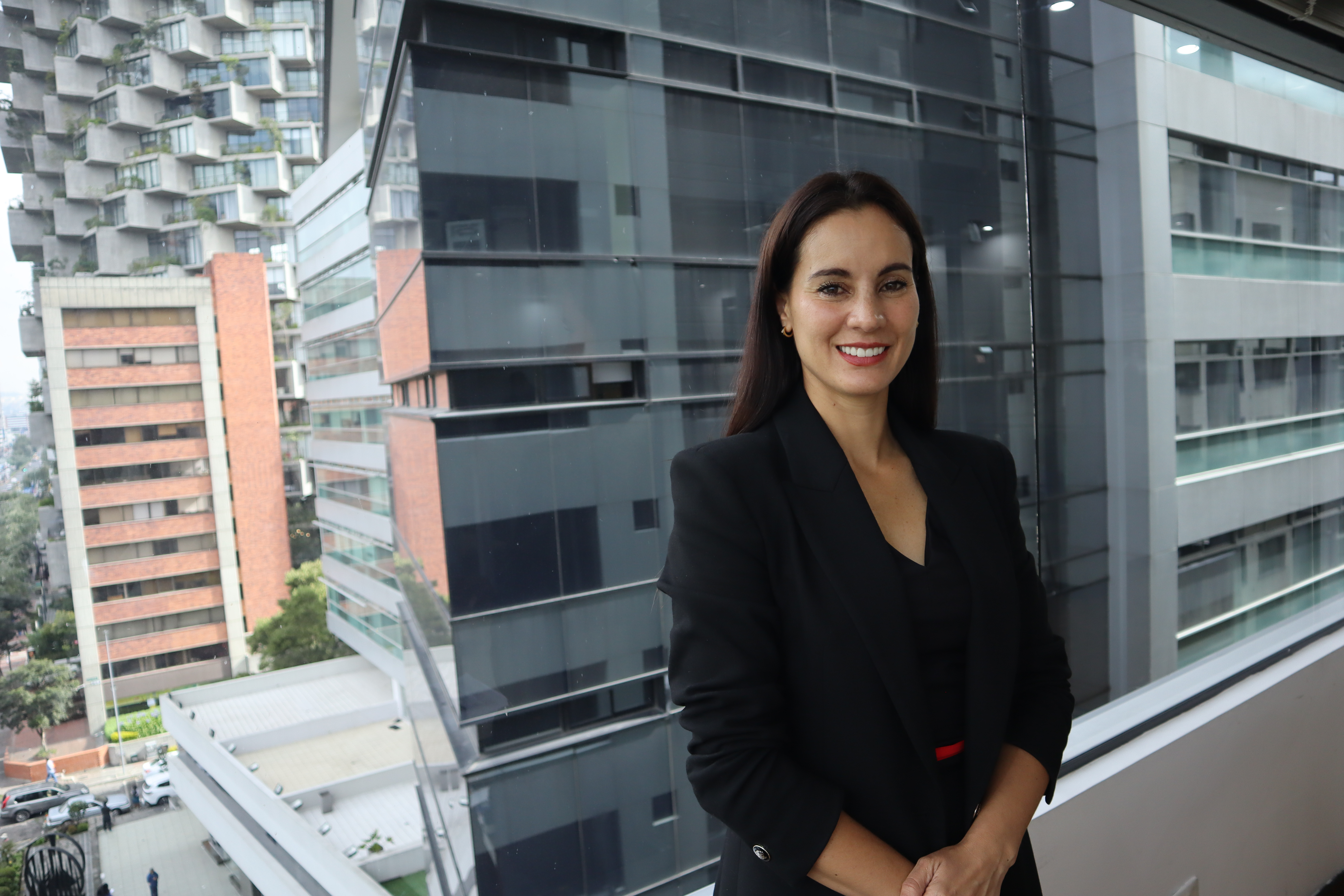 Carla Larrea, a vice presidential candidate, stands in her office in the trendy La Carolina neighborhood in Quito, Ecuador. Date: February 5, 2025.
