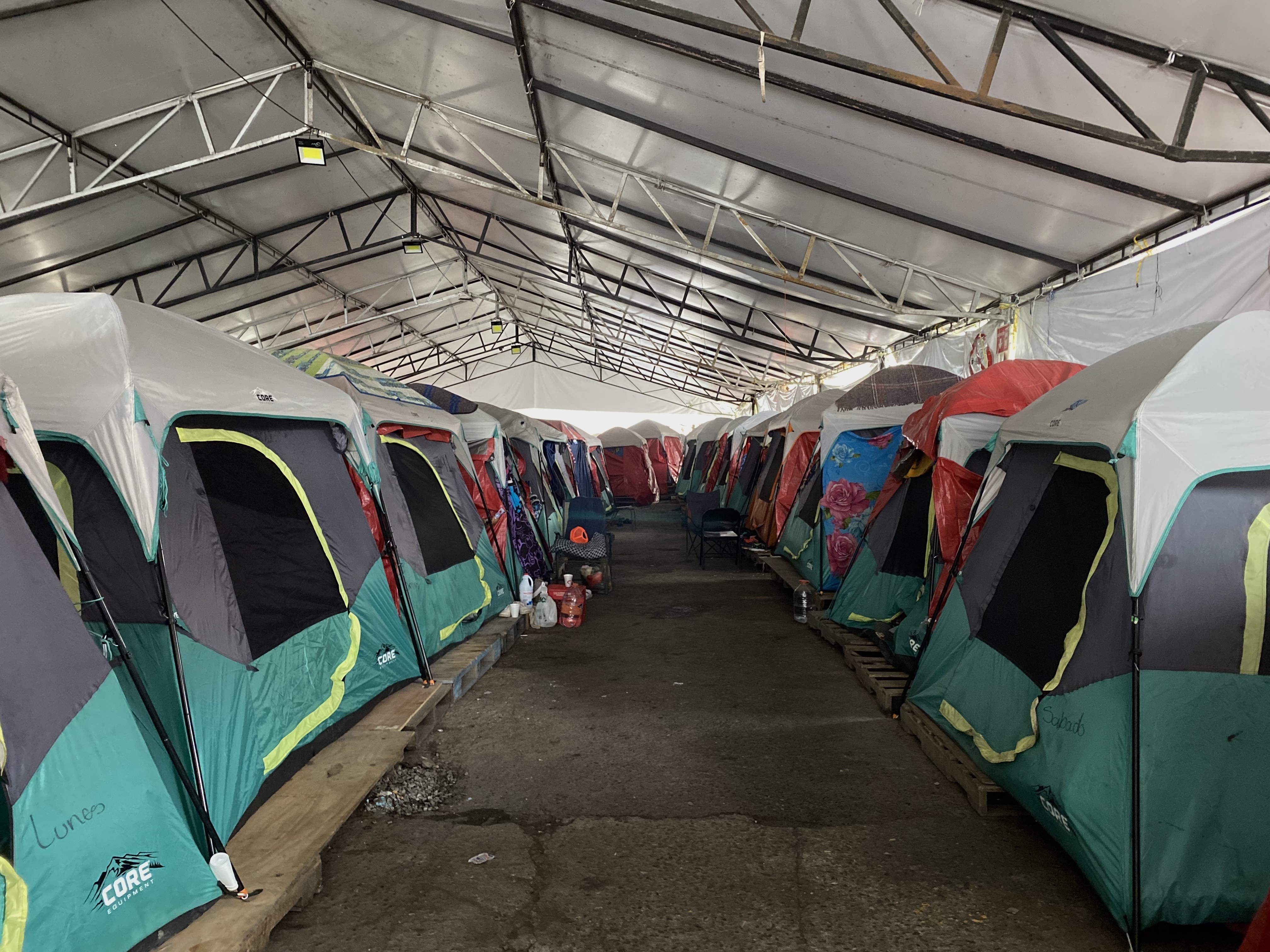 Rows of tents in Matamoros, Mexico