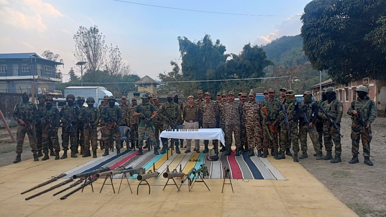 Live Pumpi (improvised mortar bombs) and Pumpi cartridges surrendered during the Governor's ultimatum in Kangpokpi district, Manipur.