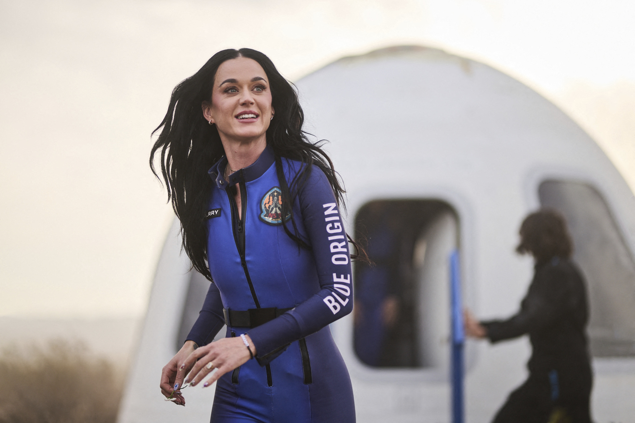 US singer Katy Perry upon return to Earth.