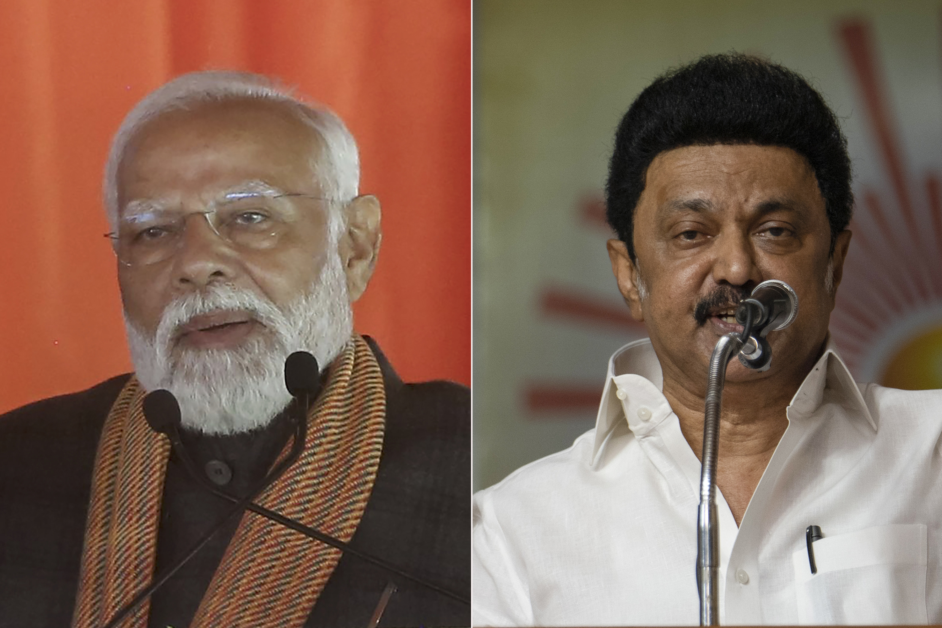 Narendra Modi and the chief minister of Tamil Nadu state M.K. Stalin