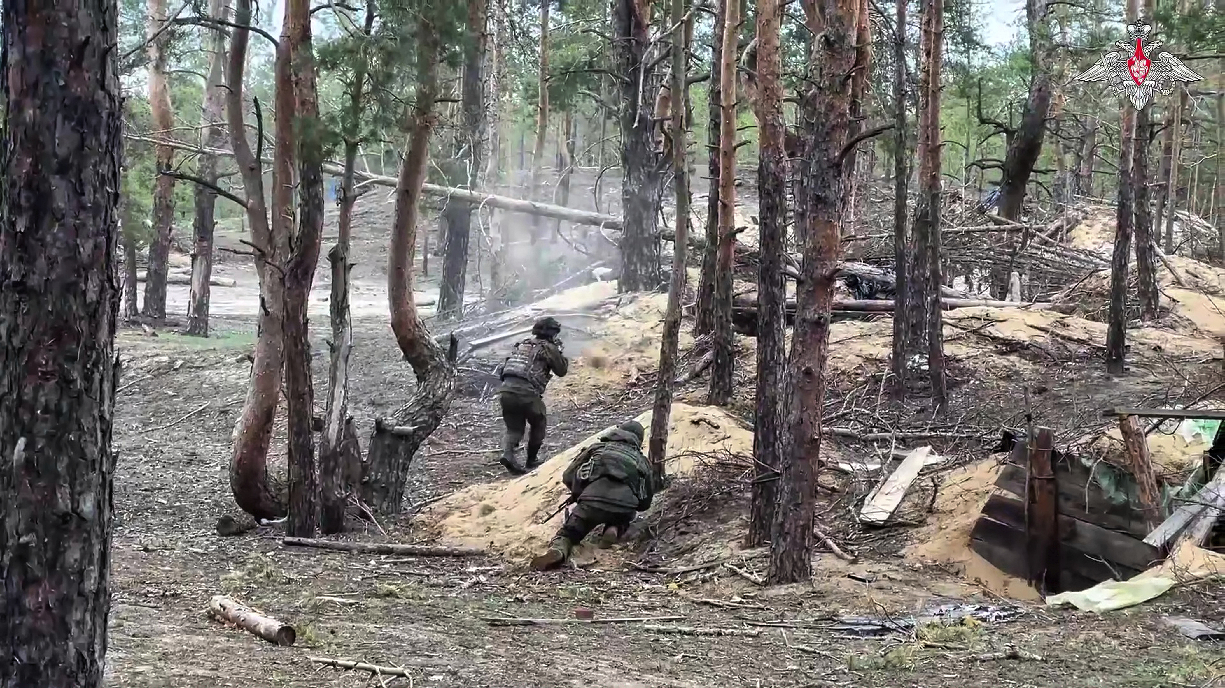 Russian servicemen attend a combat training.