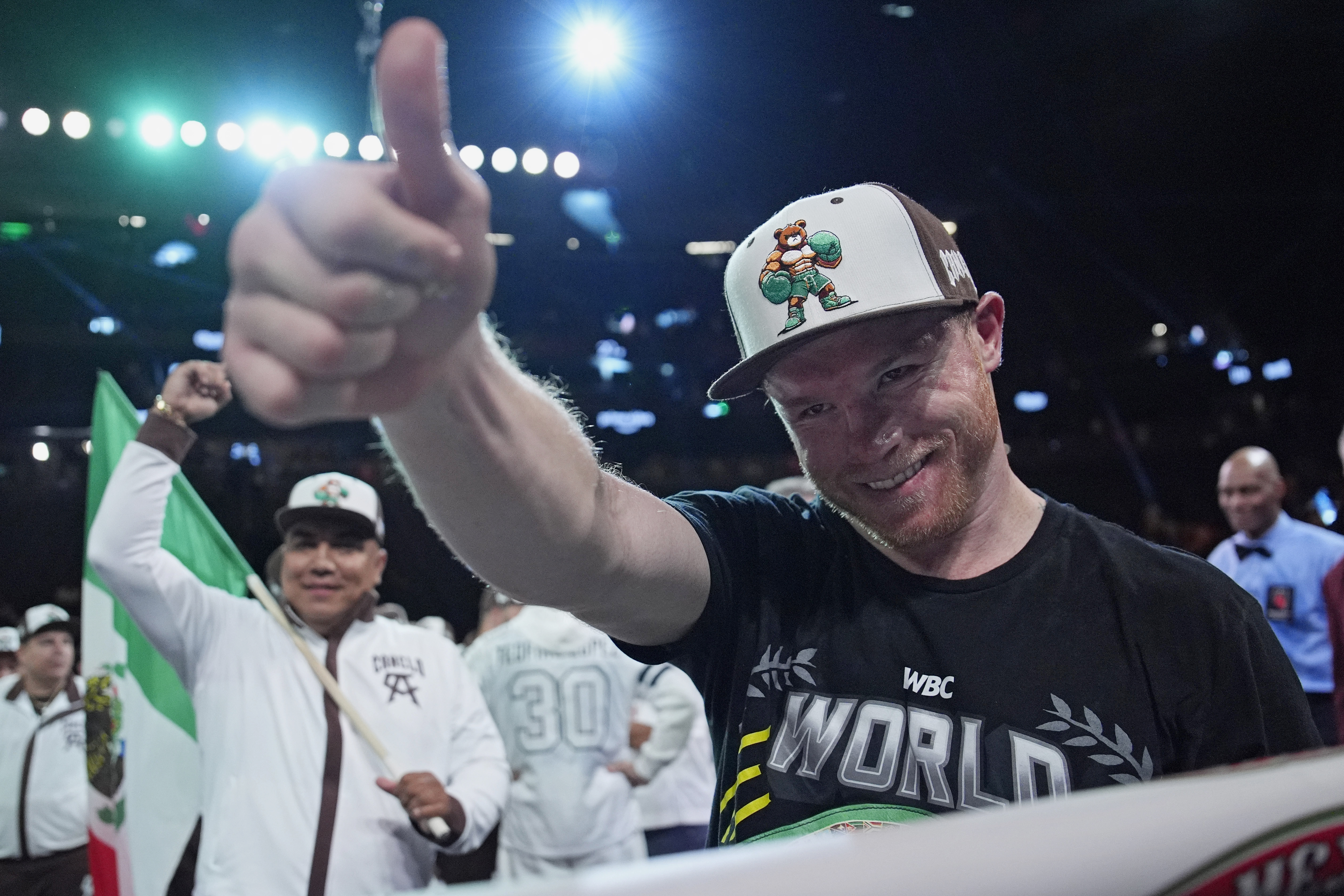 Canelo Alvarez reacts.