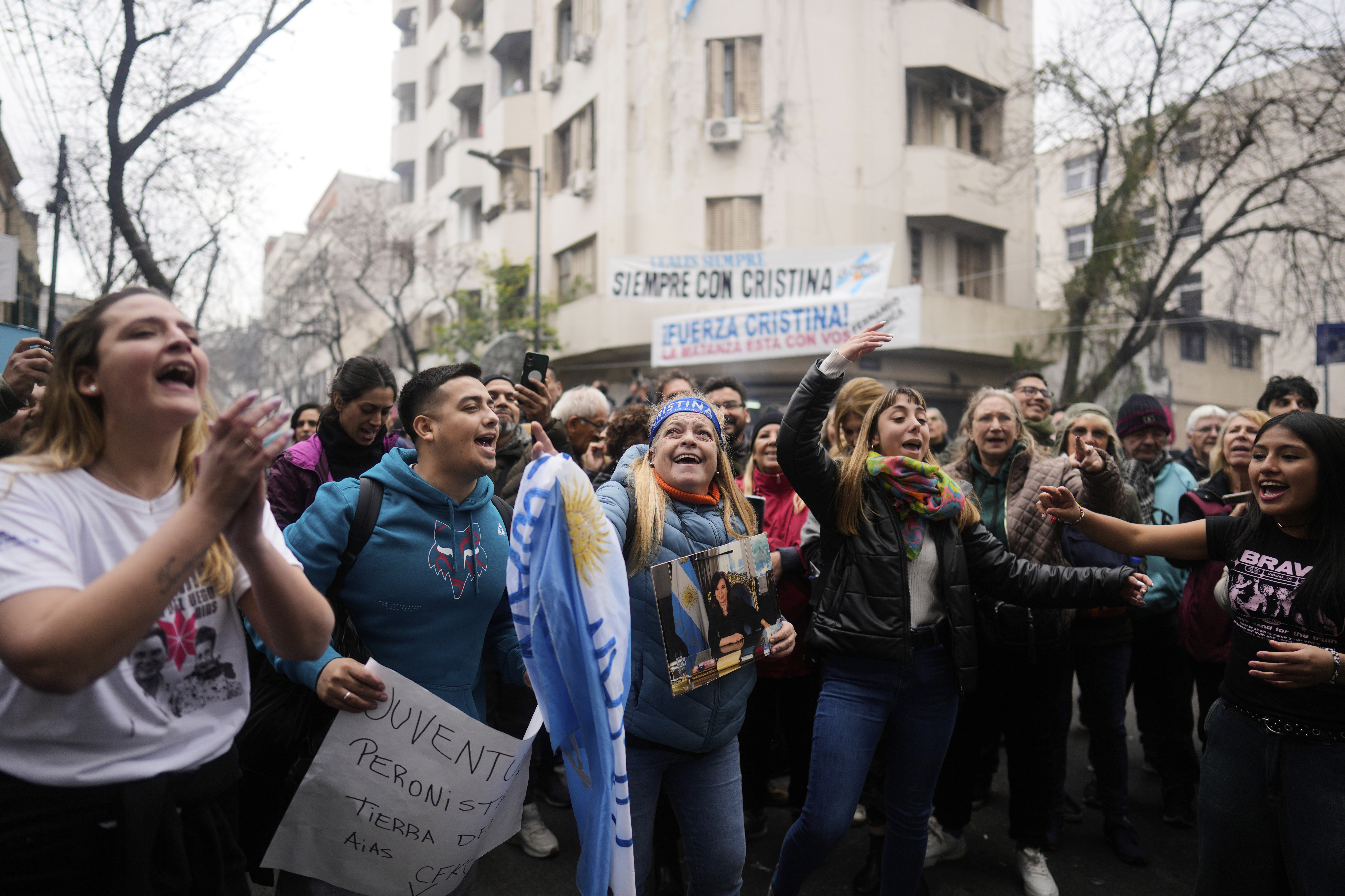 Supporters of Cristina Kirchner protest in the streets of Buenos Aires.
