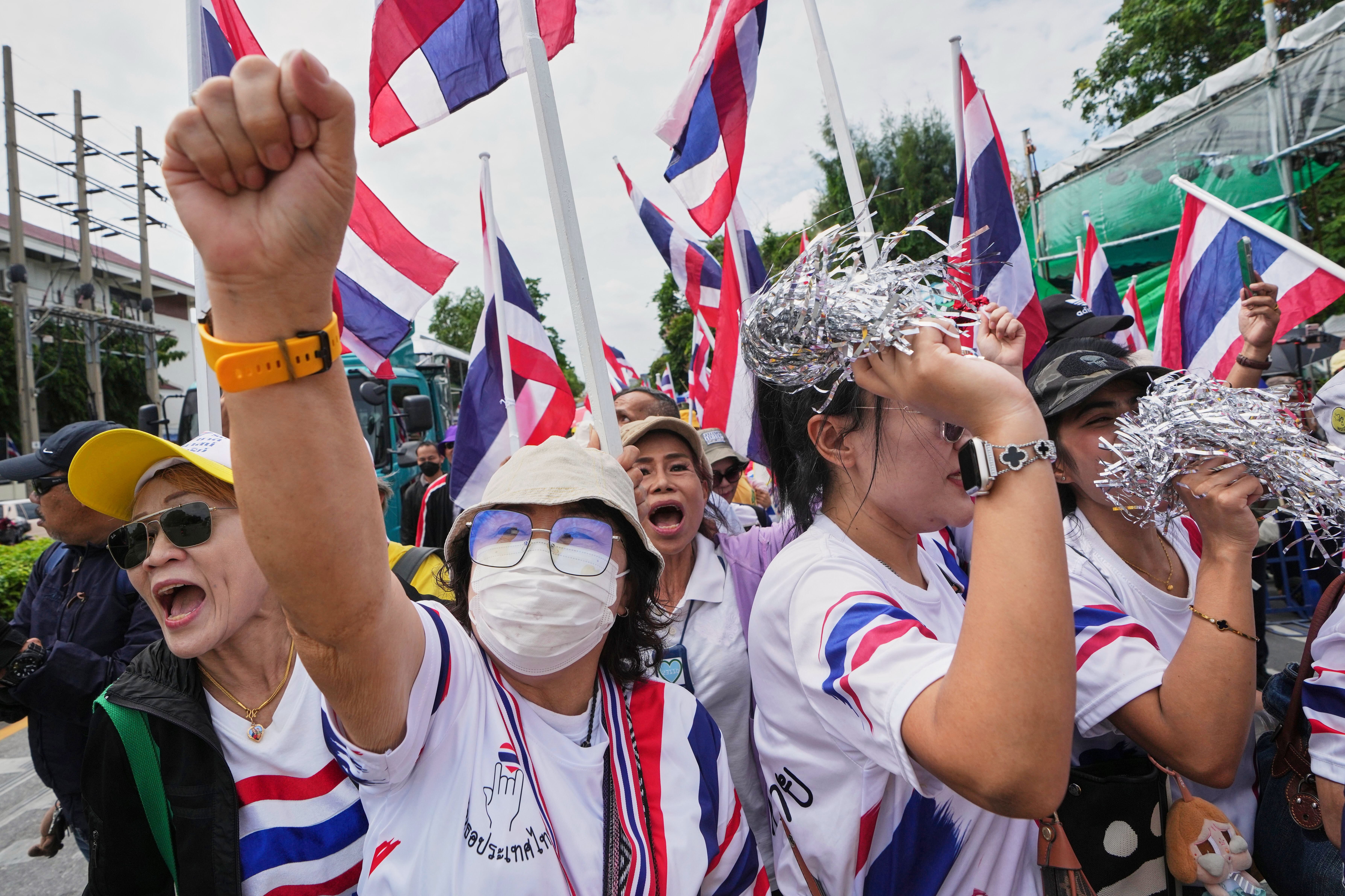 Anti-government protesters gather in front of Government House in Bangkok demanding Thailand's Prime Minister Paetongtarn Shinawatra resign