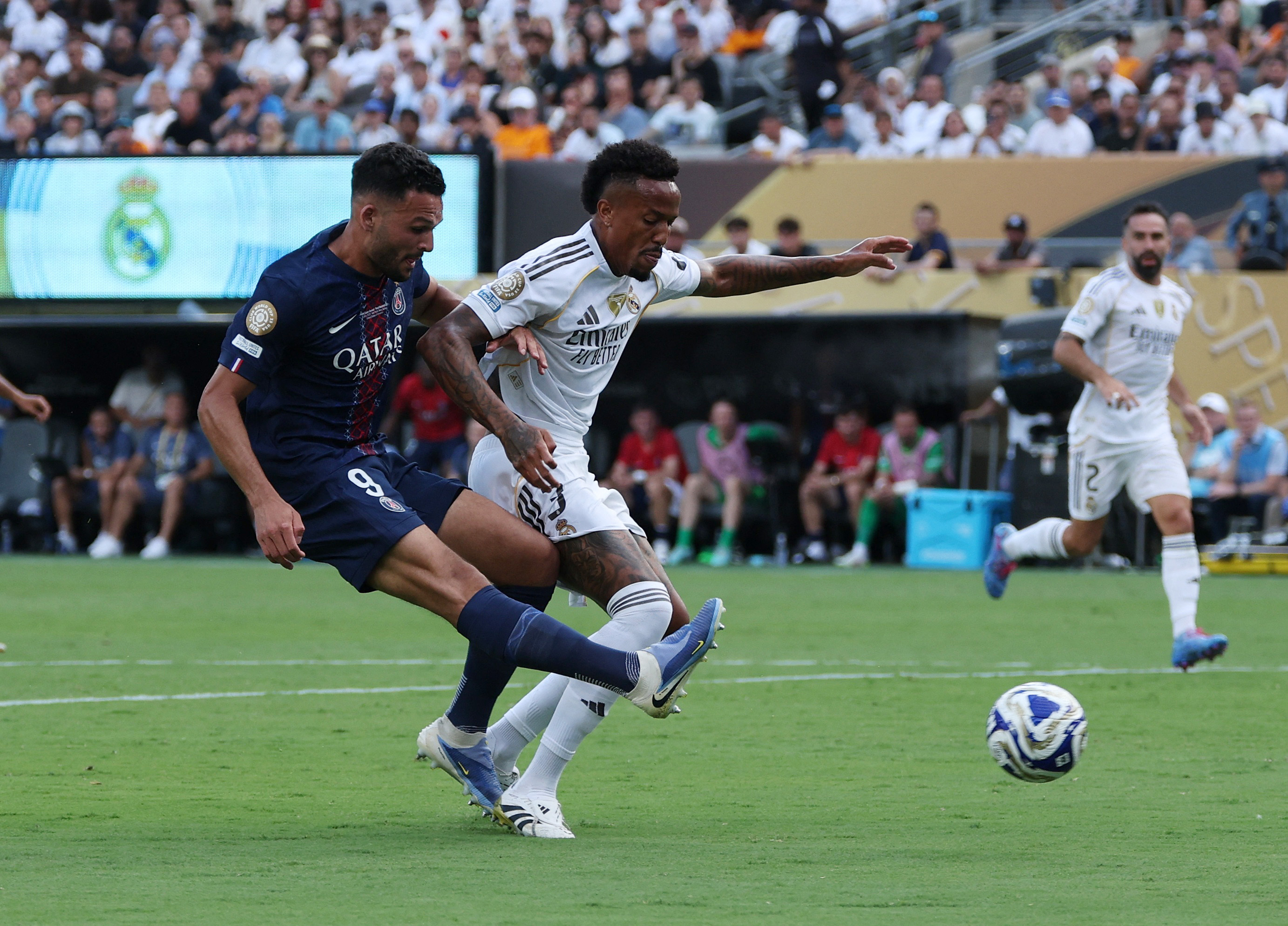 Paris St Germain's Goncalo Ramos shoots at goal