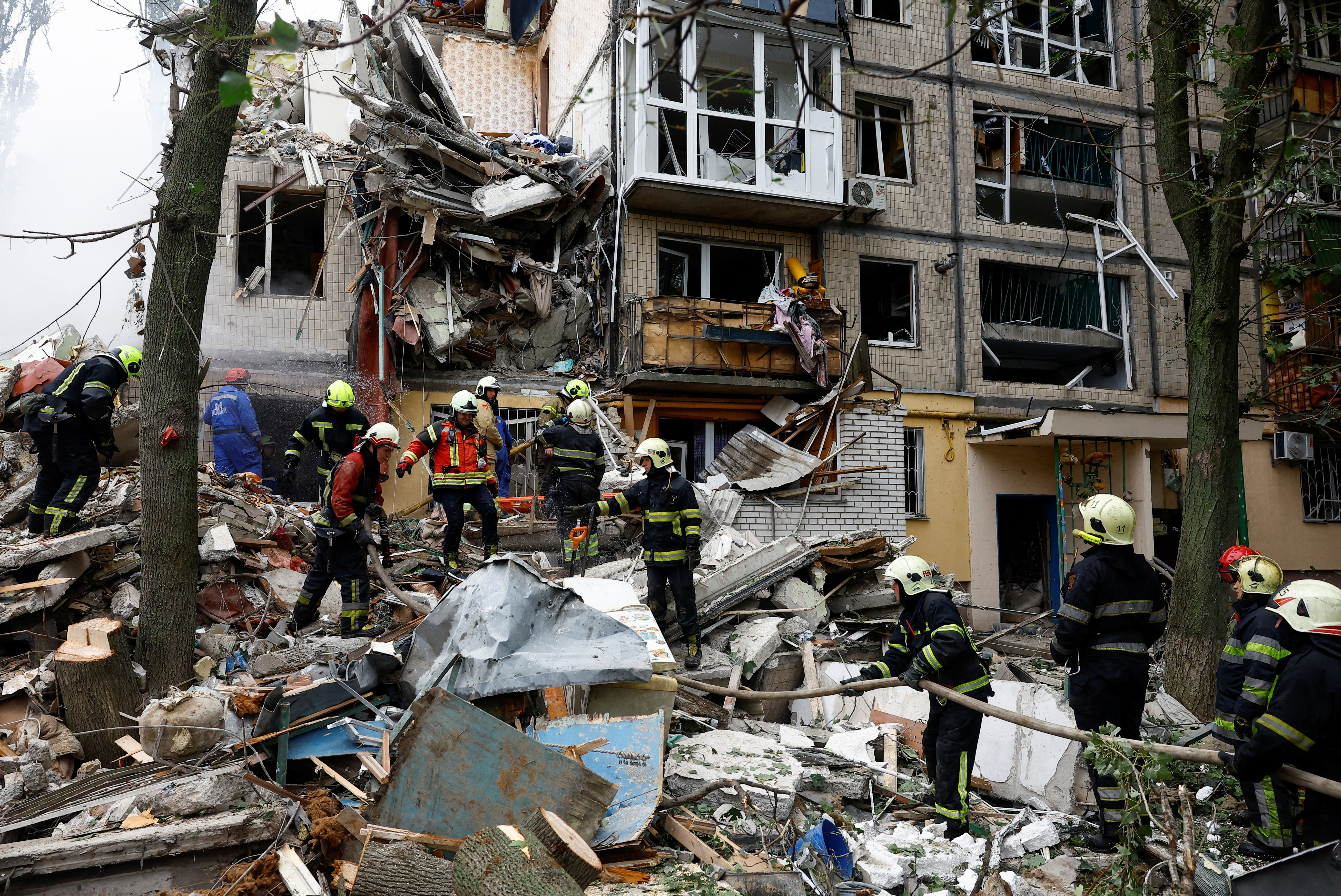 Fires and destruction as missile attacks rattle Ukraine's capital