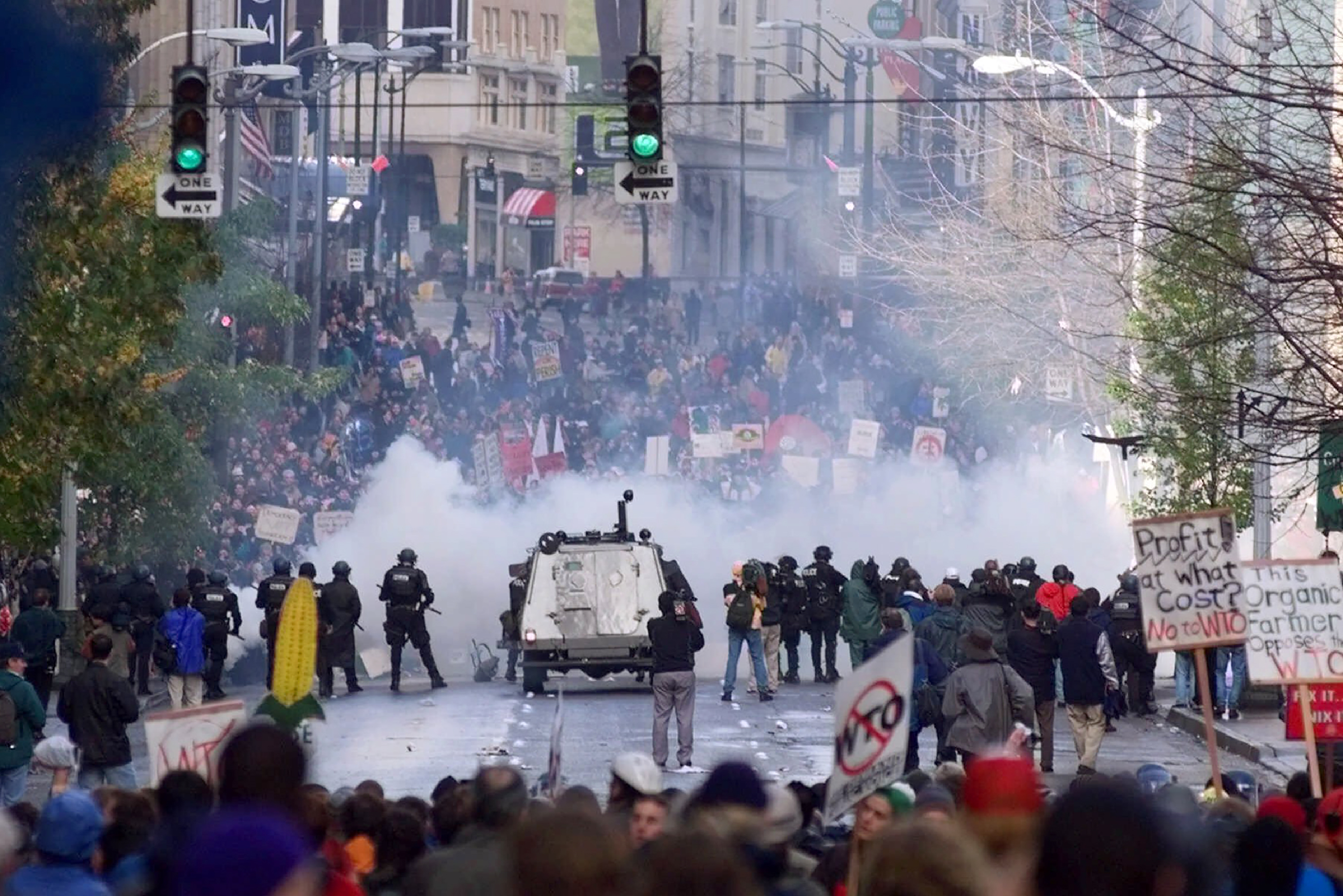 WTO protesters in Seattle, Washington, in November 1999.