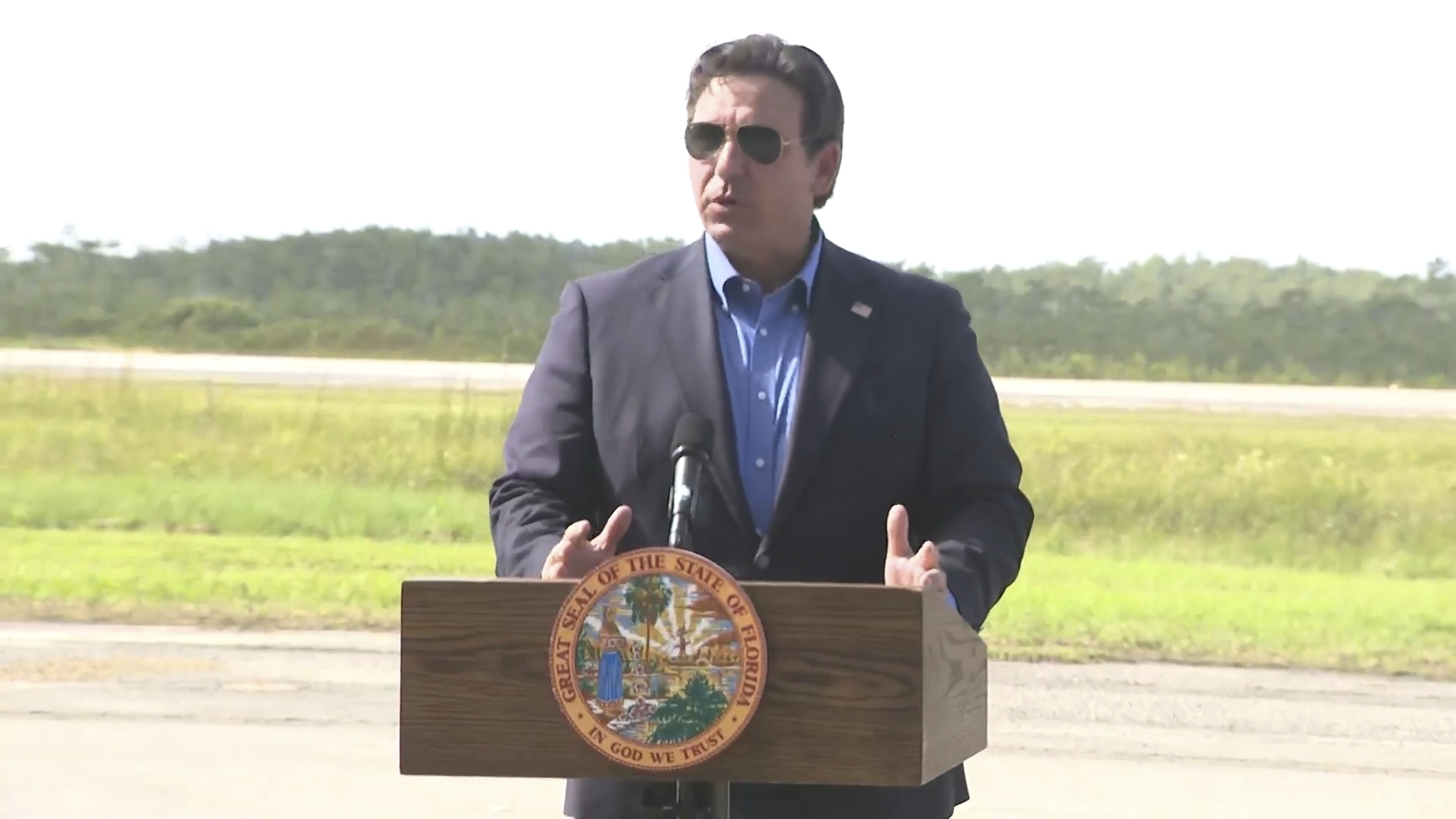 Florida Govenor Ron DeSantis speaks at Alligator Alcatraz.