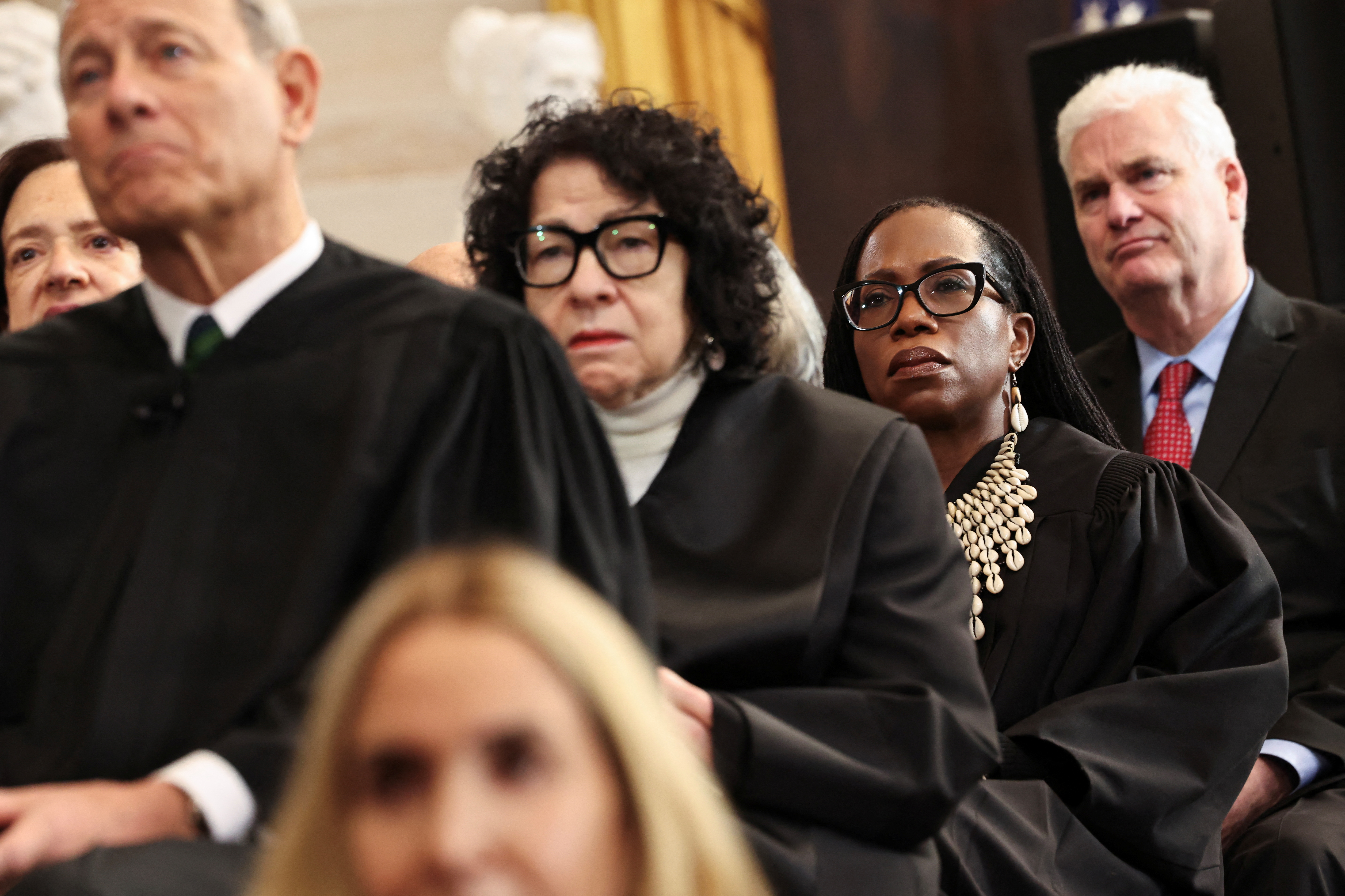 Supreme Court Justices John Roberts, Sonia Sotomayor and Ketanji Brown Jackson attend Trump's 2025 inauguration.
