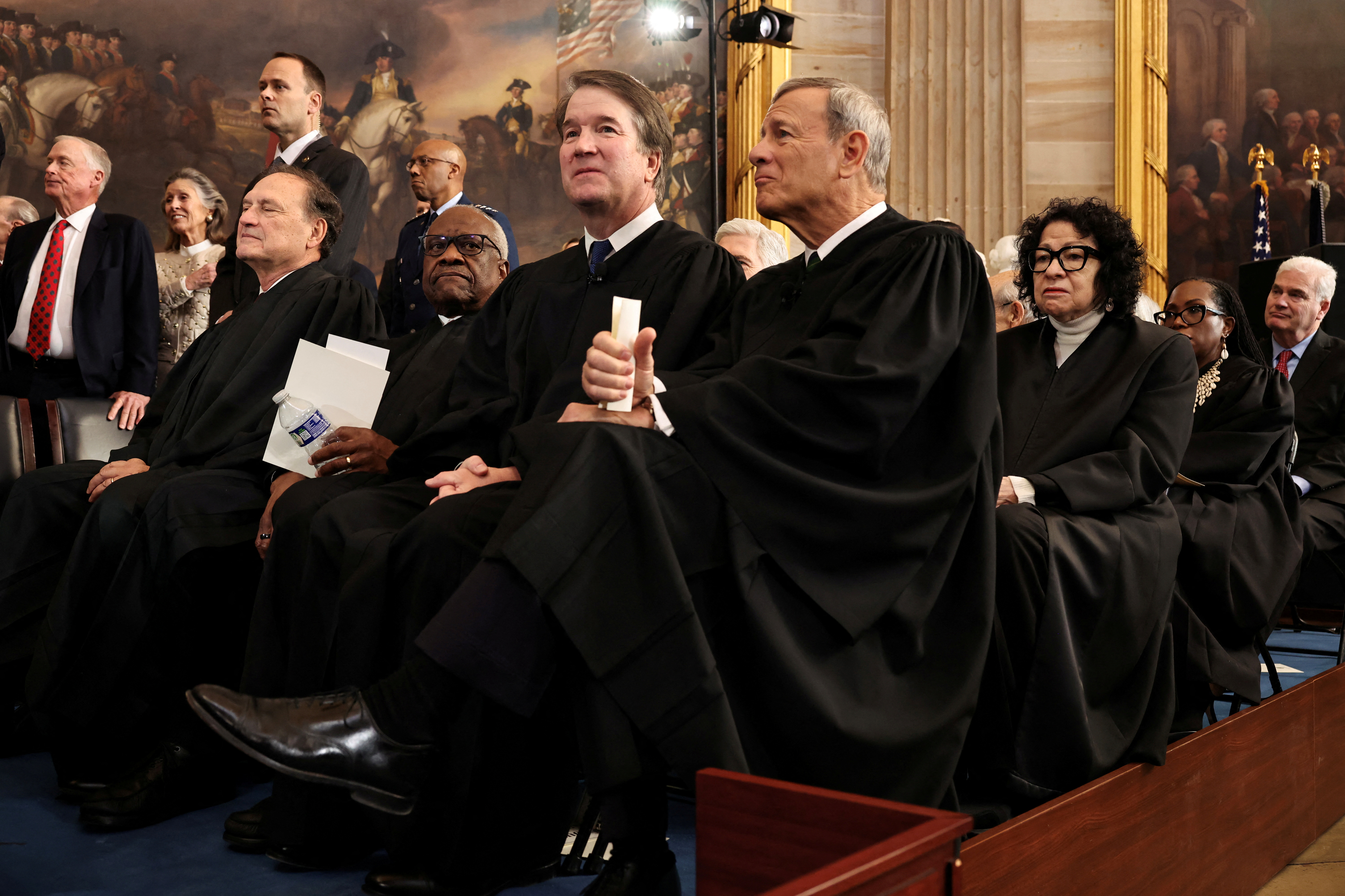 Supreme Court Justices Samuel Alito, Brett Kavanagh and John Roberts at Trump's inauguration.