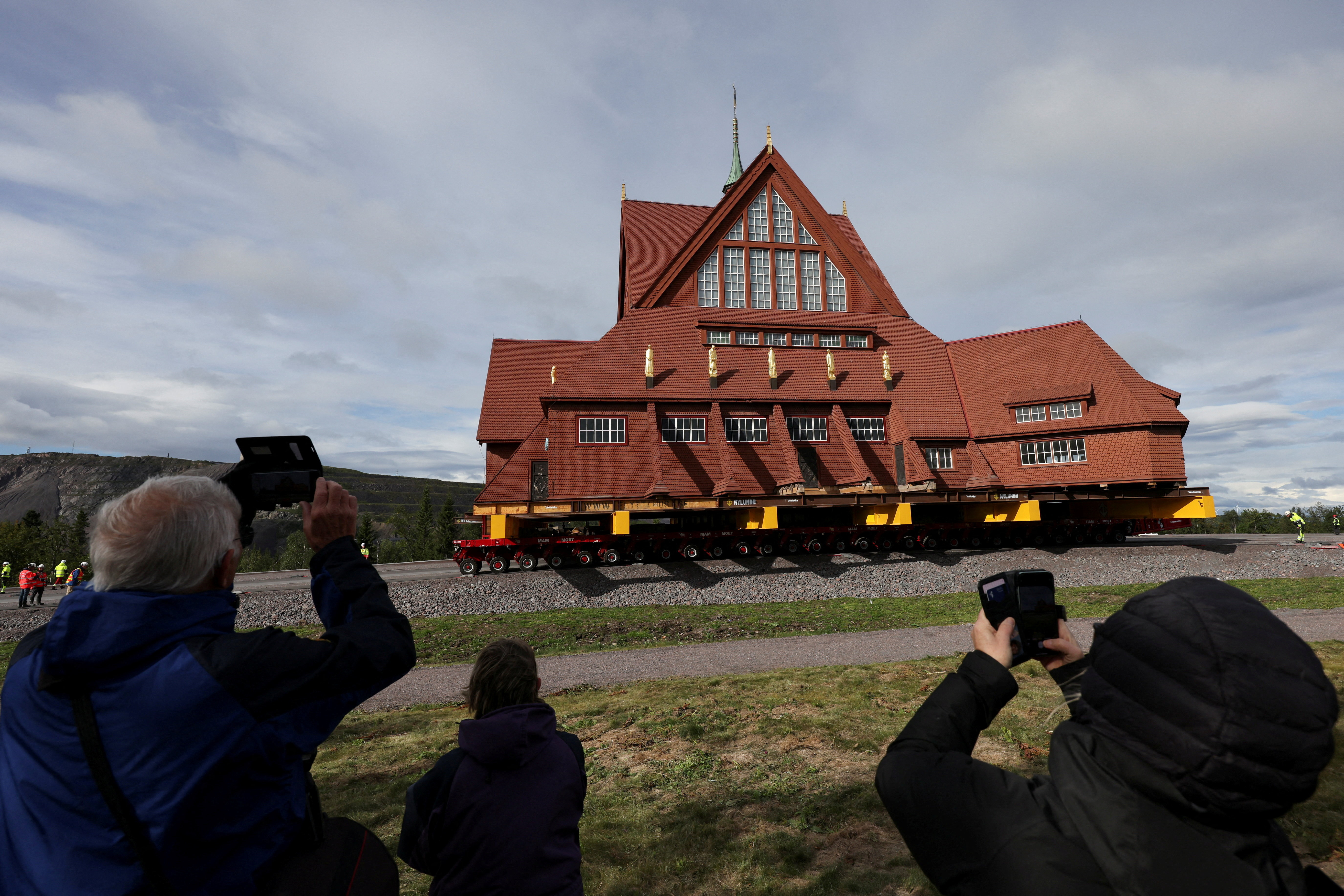 Swedish wooden church sets off on road trip to escape mining subsidence