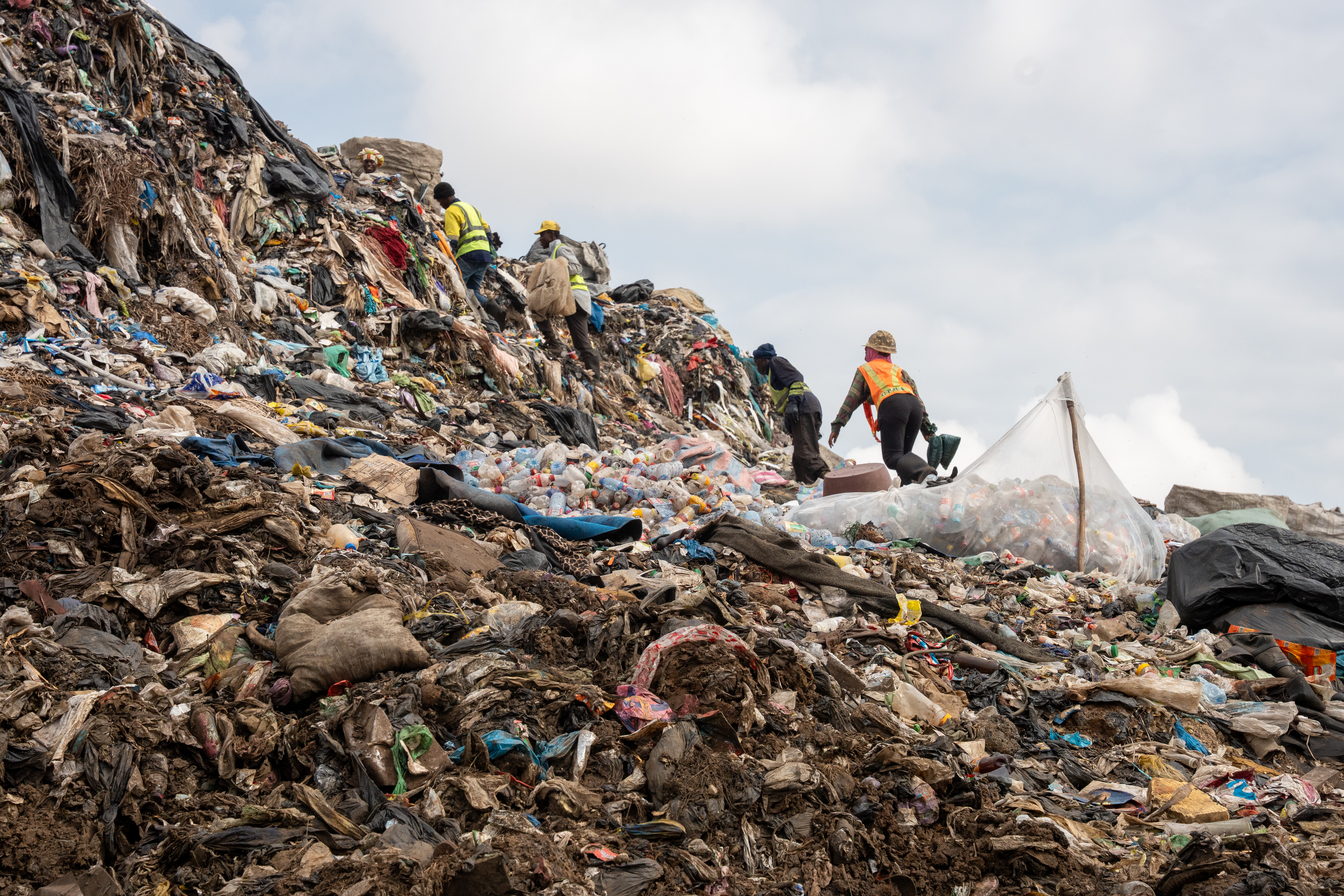 A plastic waste dump site.
