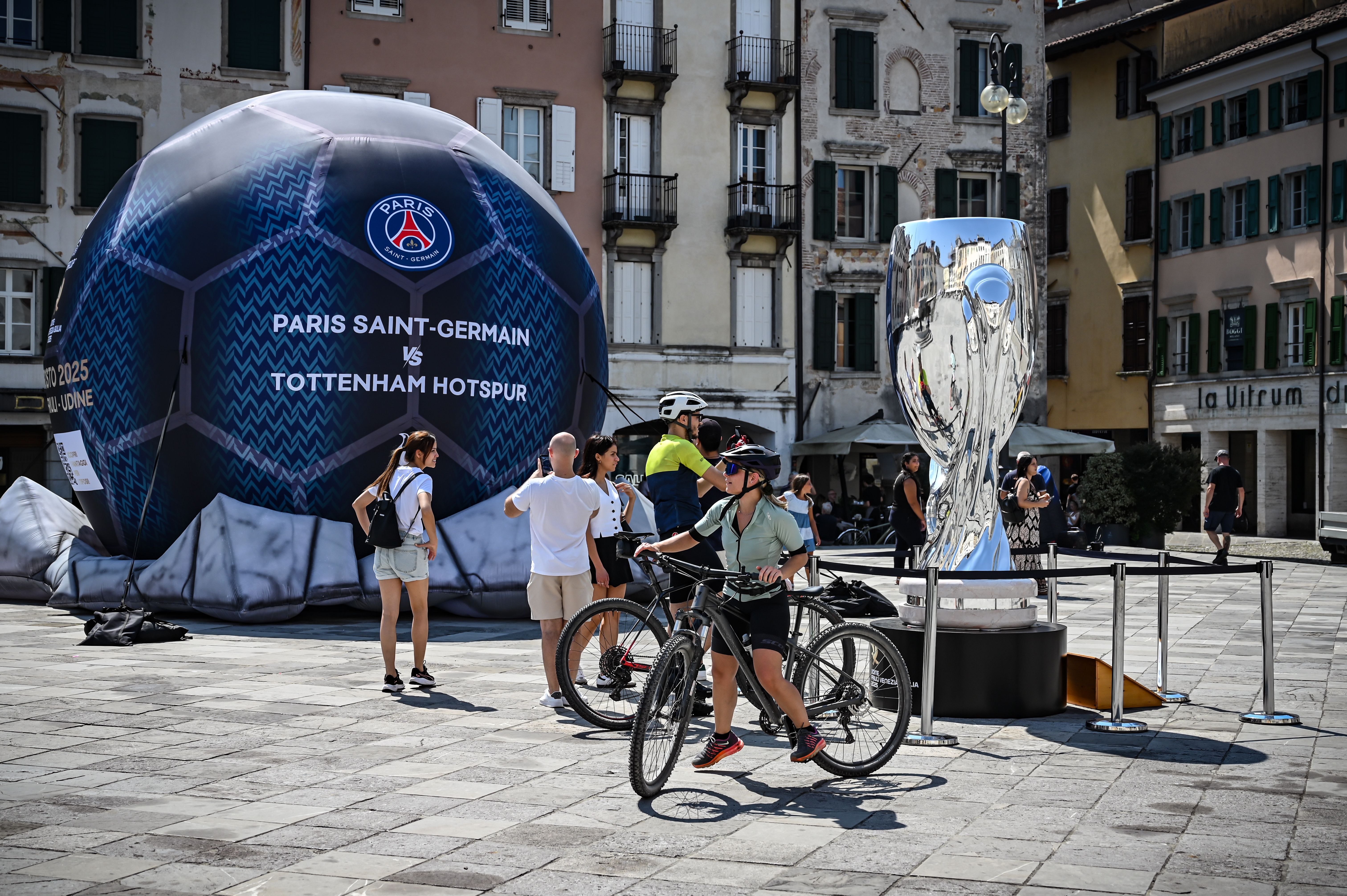 UEFA Super Cup Giant Ball and Trophy in Piazza Matteotti ahead of the UEFA Super Cup