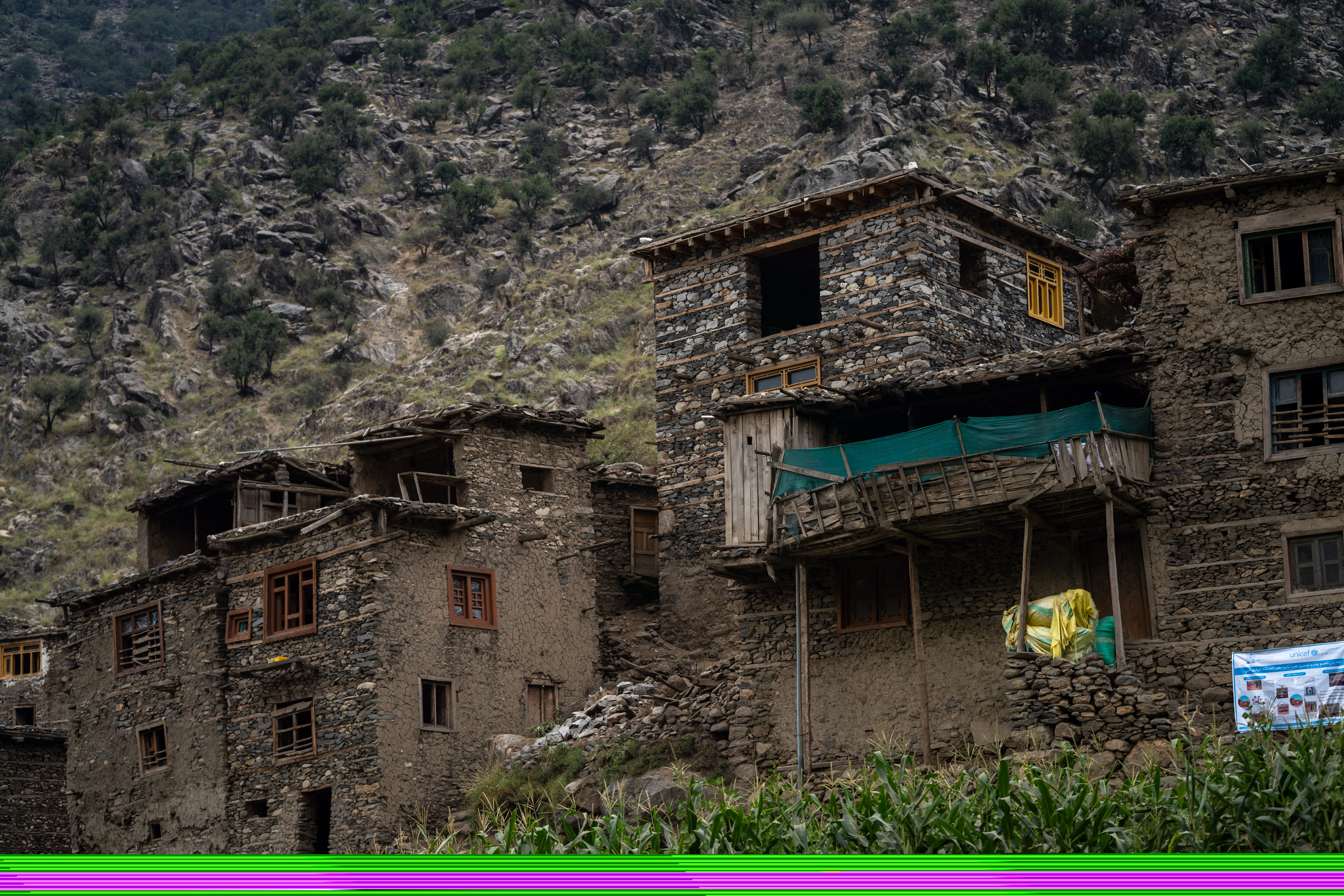Many of the houses in Andarlachak village are still standing, but authorities have called on people to move to the camps as aftershocks may cause further collapses.