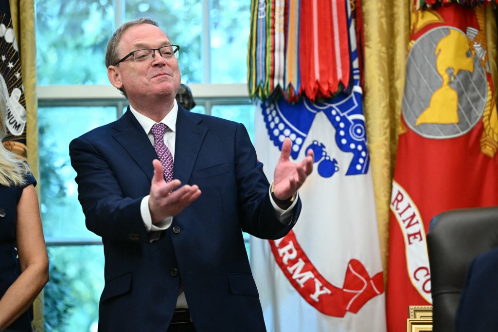 Director of the National Economic Council Kevin Hassett speaks as US President Donald Trump signs executive orders in the Oval Office of the White House. [File: Mandel Ngan/AFP]