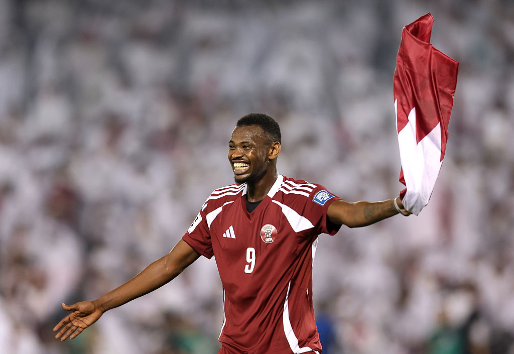 Mohammed Muntari of Qatar celebrates