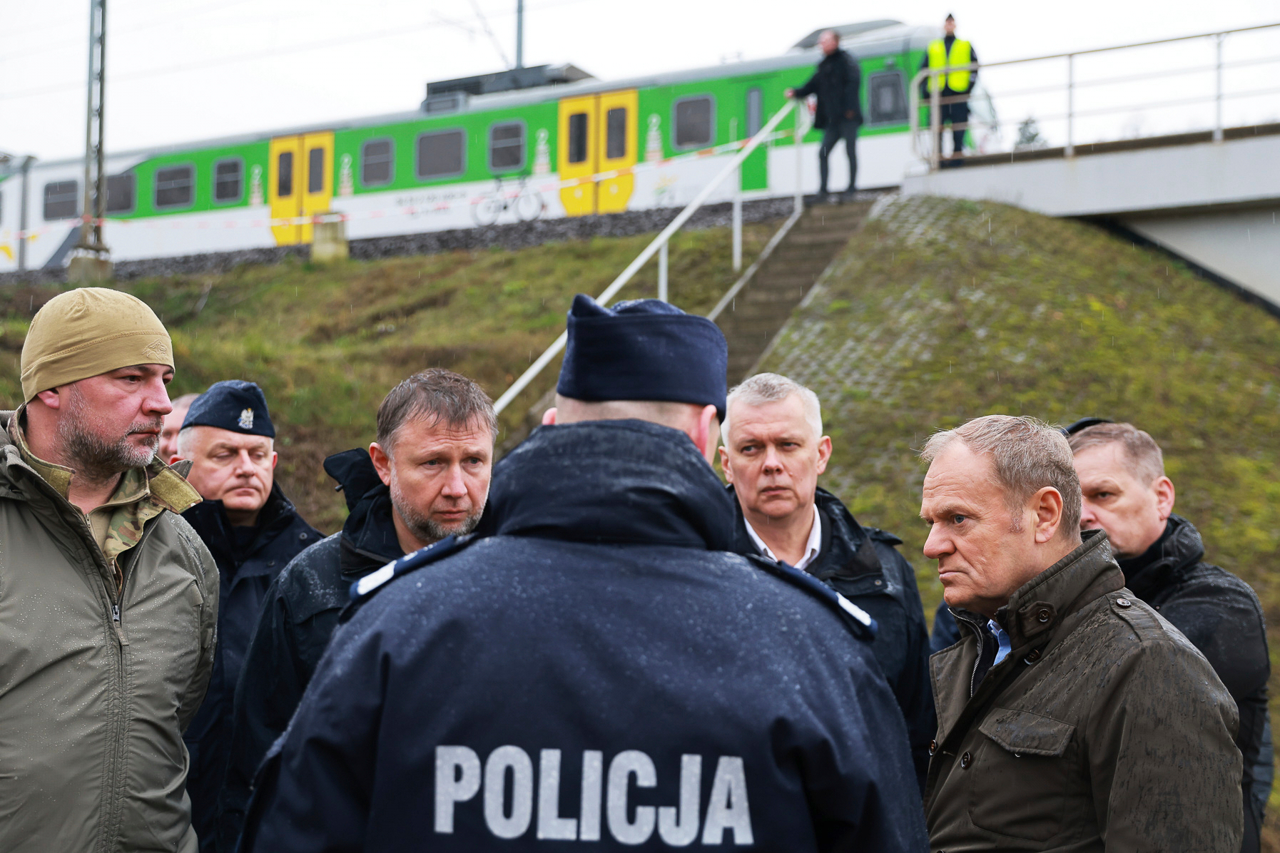 Prime Minister Donald Tusk visits site of the rail line Mika, that was damaged by sabotage