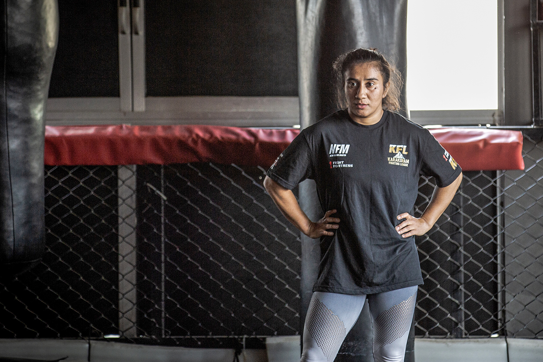 MMA fighter Anita Karim trains at a gym in Islamabad, Pakistan