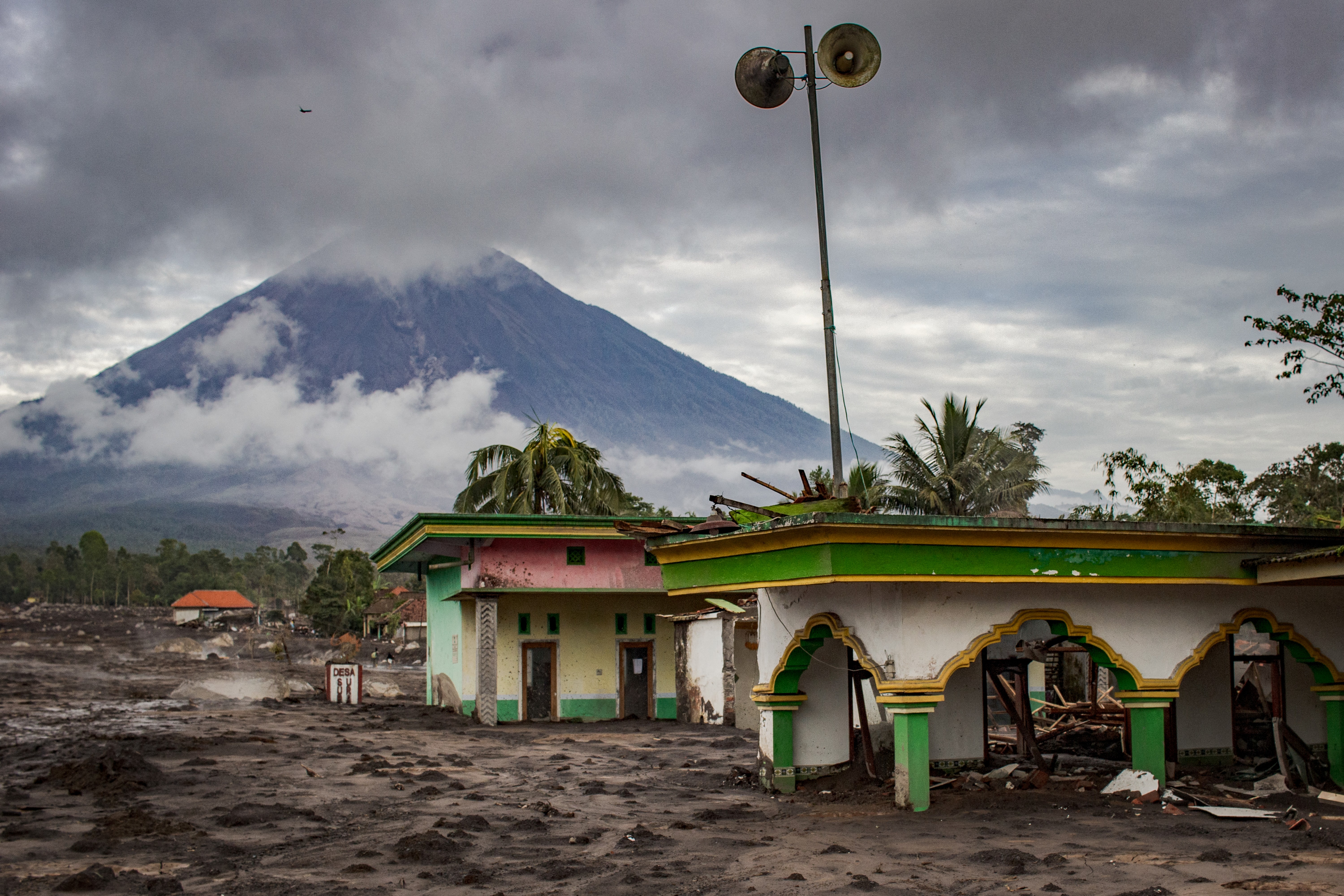 Volcanic ash covers the ground after a pyroclastic flow at Mount Semeru, in East Java