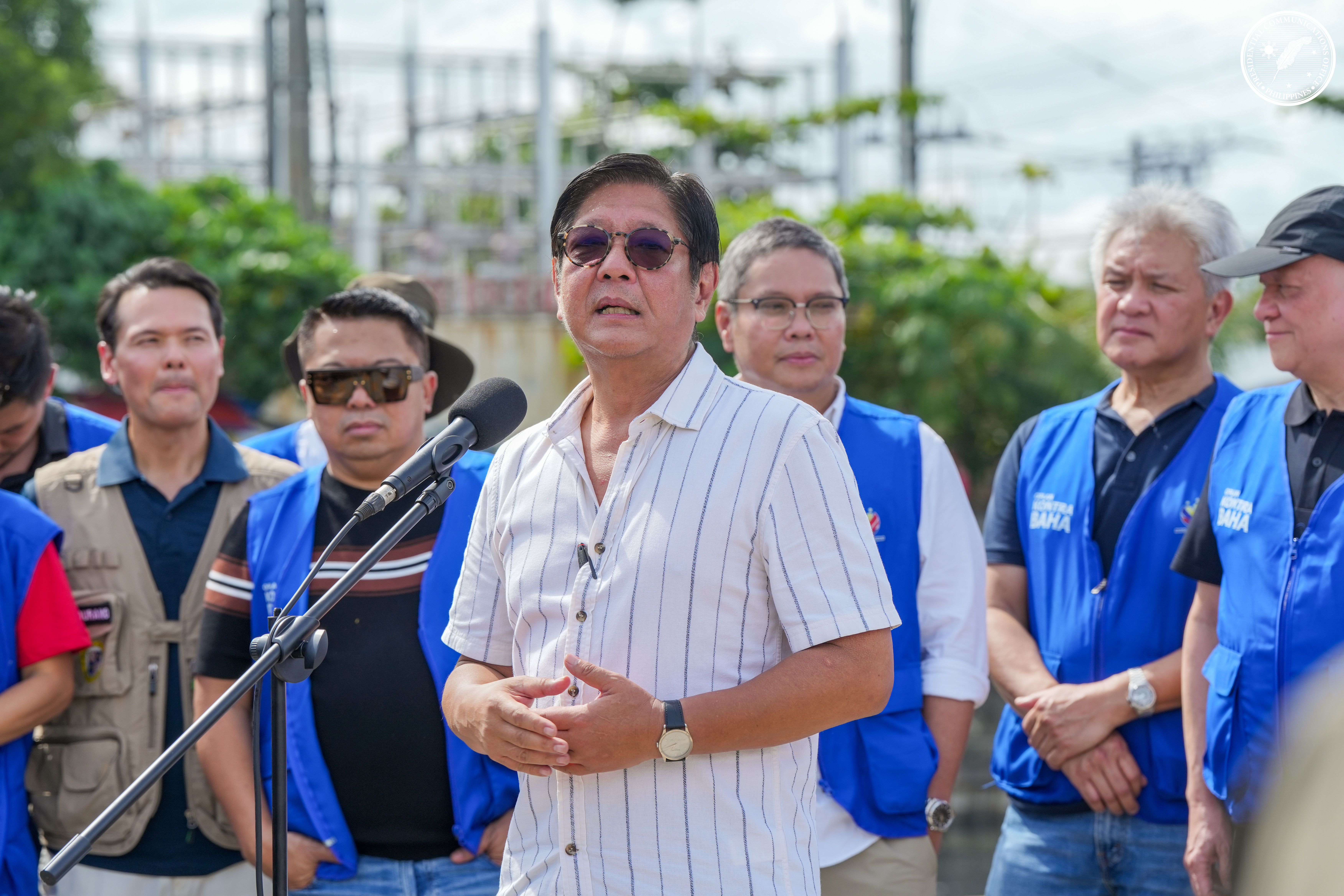 Philippine President Ferdinand Marcos Jr speaks during the launch of a water clearing project.