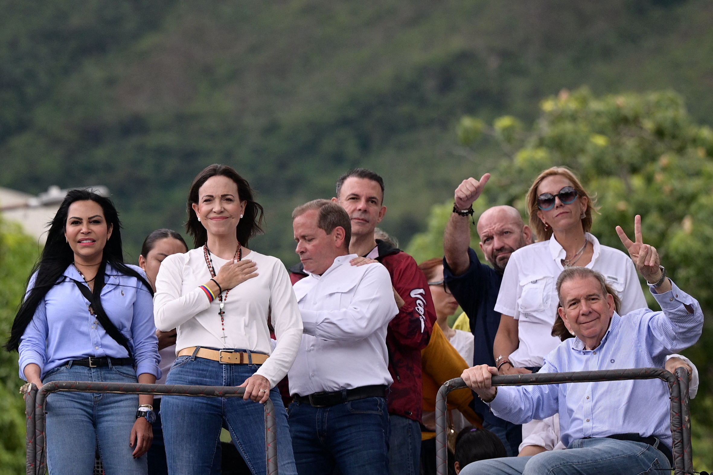 Opposition leader Maria Corina Machado and opposition candidate Edmundo Gonzalez